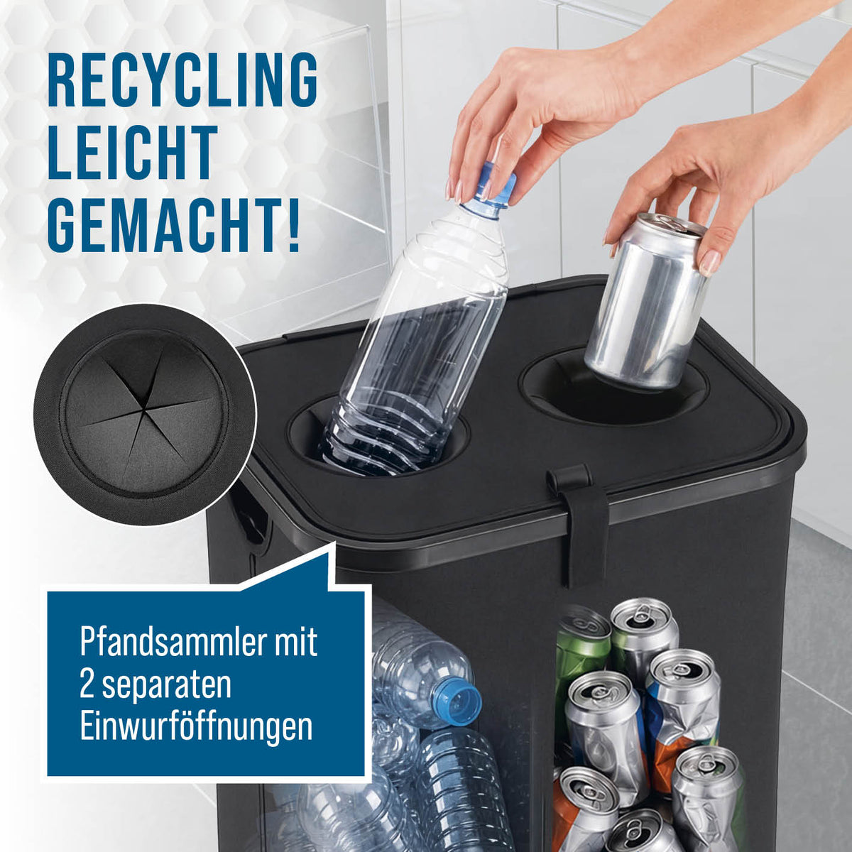 Pfandflaschen-Sammelbehälter mit Doppeleinwurf