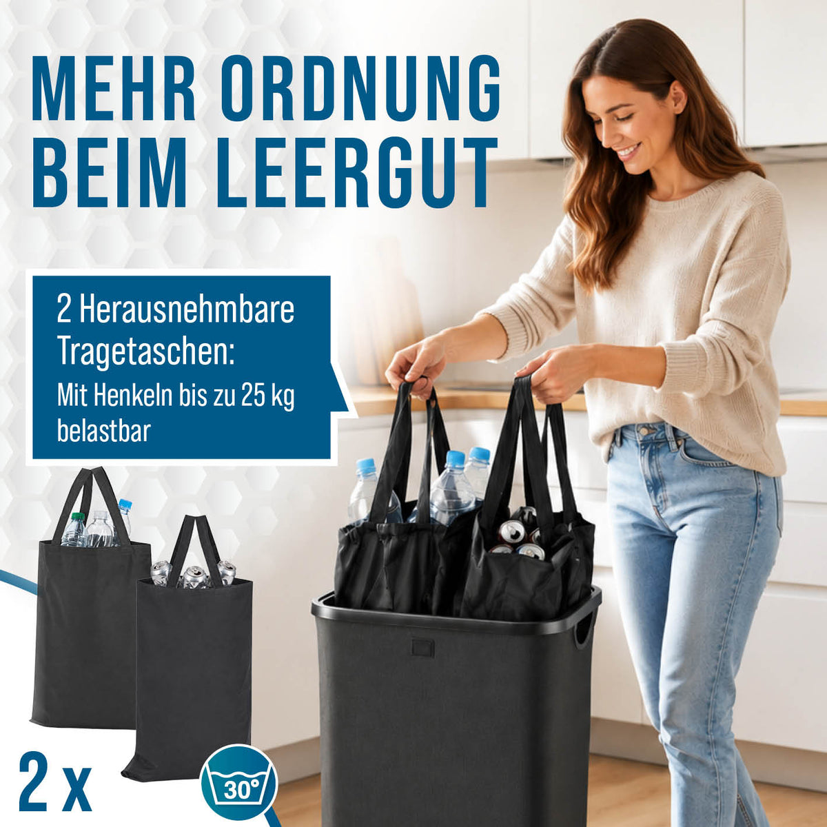 Pfandflaschen-Sammelbehälter mit Doppeleinwurf