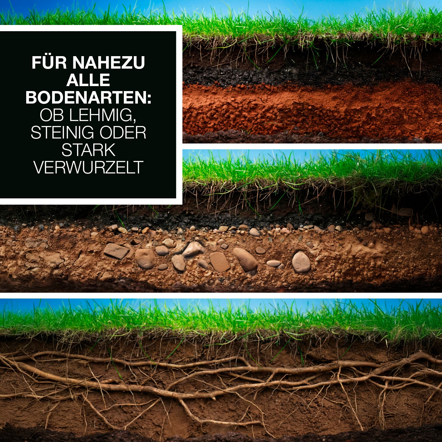 Gartenwerkzeug-Set mit Wurzelsägefunktion - 3-tlg.