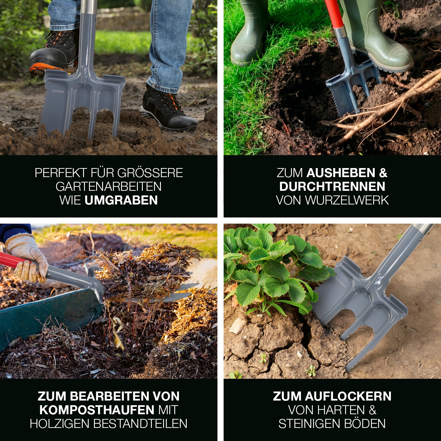 Gartenwerkzeug-Set mit Wurzelsägefunktion - 3-tlg.