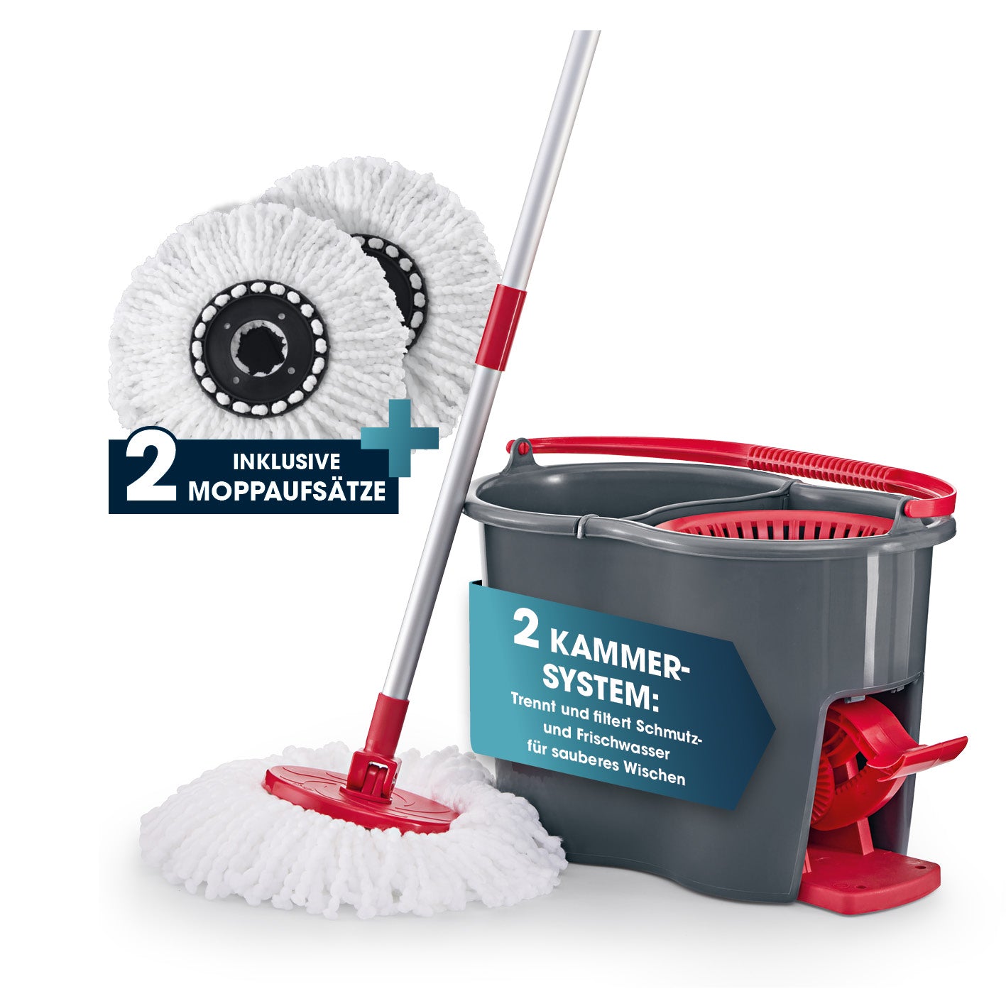 Power-Wischmopp + Aufsatz 2er-Set