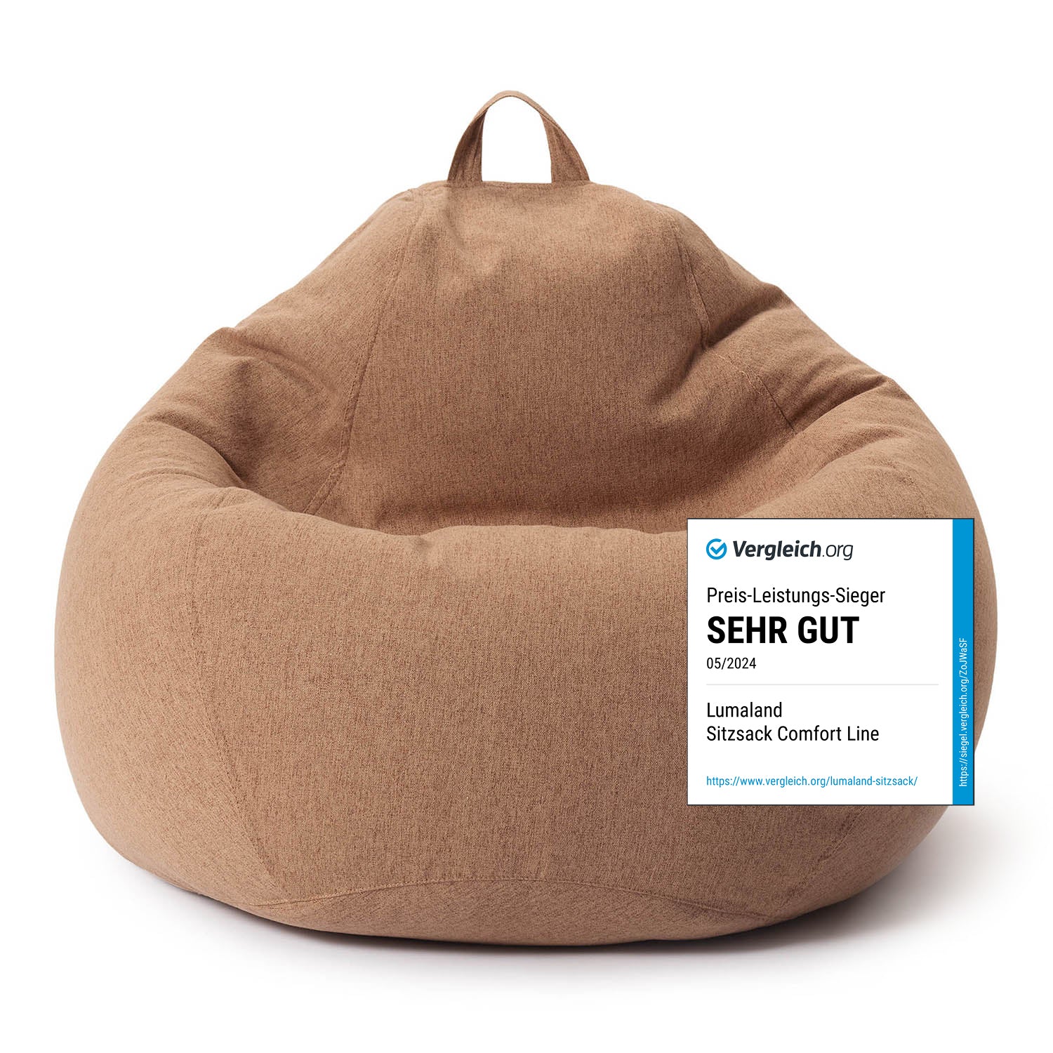 Comfort Line Sitzsack (320 L) - indoor - Braun mit weichem Stoff und klassischer Form für modernes Wohnen und hohen Sitzkomfort.