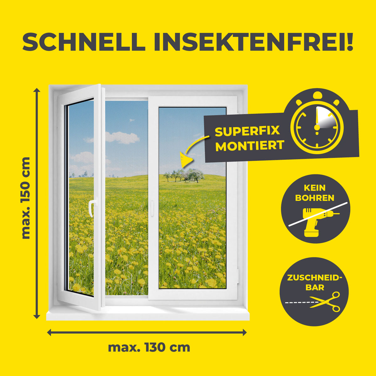 Insektenschutzgitter mit Magnetbefestigung - 2er-Set