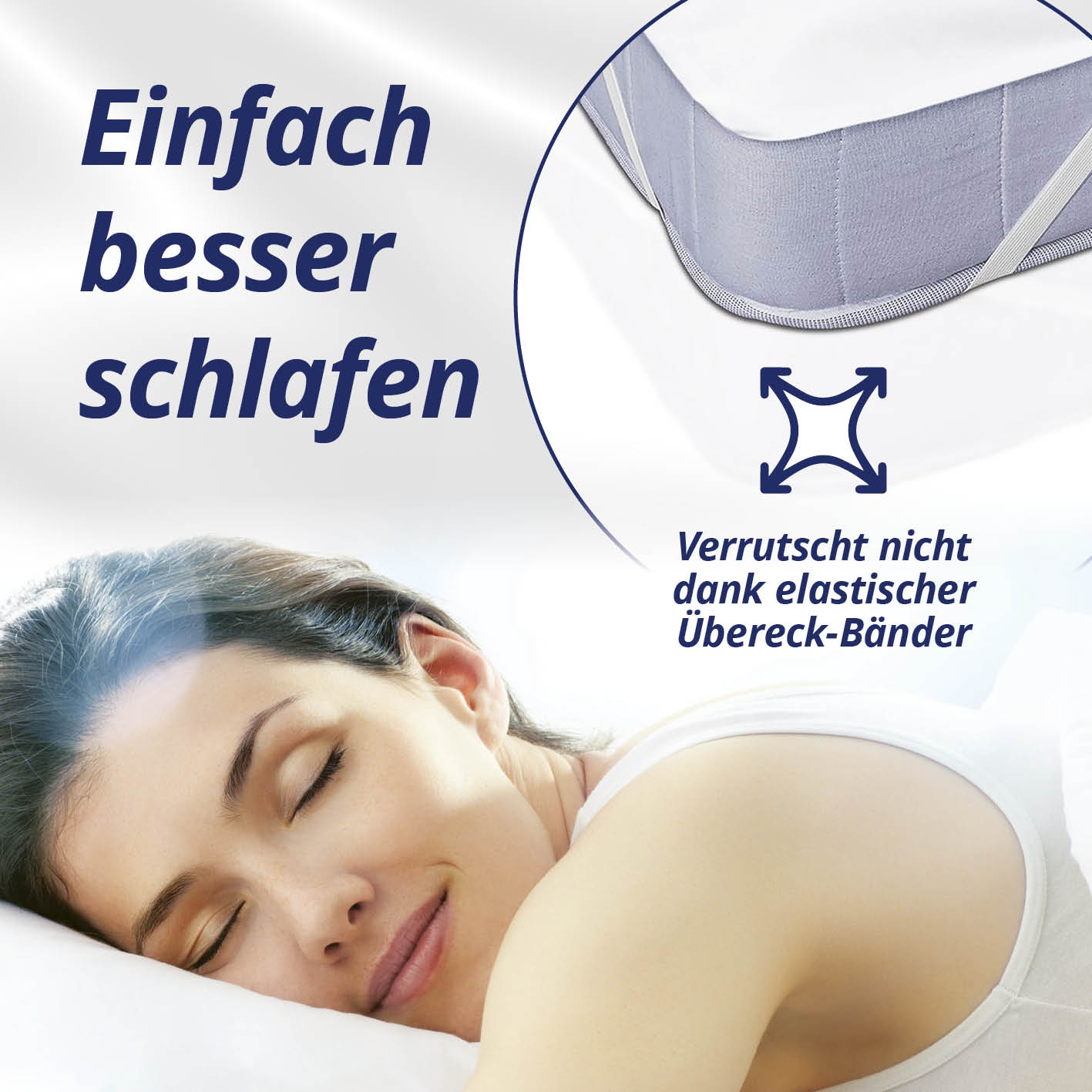 Wasserundurchlässige Matratzenauflage 90x200 cm mit elastischen Übereck-Bändern für sicheren Halt und besseren Schlafkomfort.