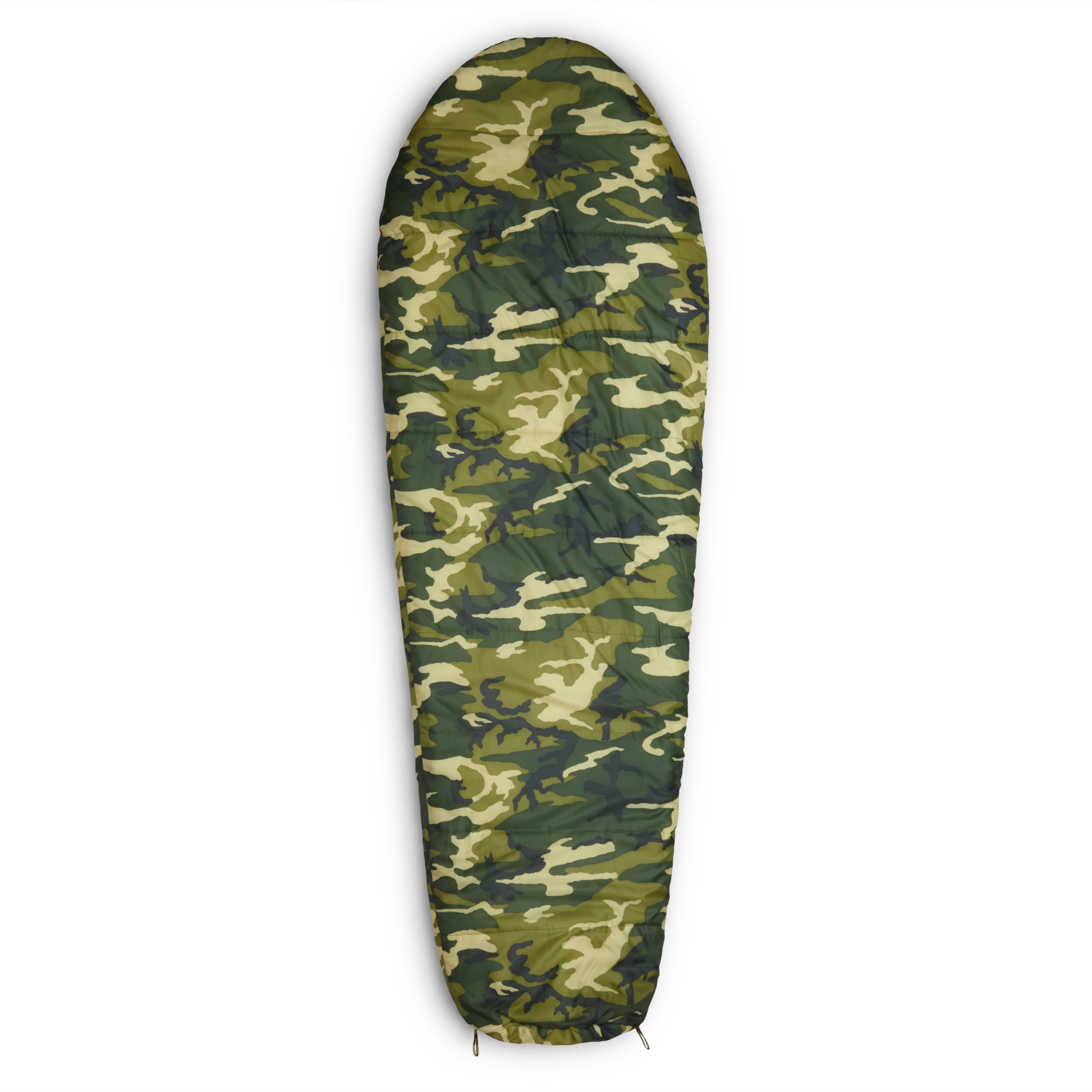 Camping Schlafsack Classic - Mumienschlafsack in Camouflage Grün mit wasserabweisendem Außenmaterial und inklusive praktischer Tasche.