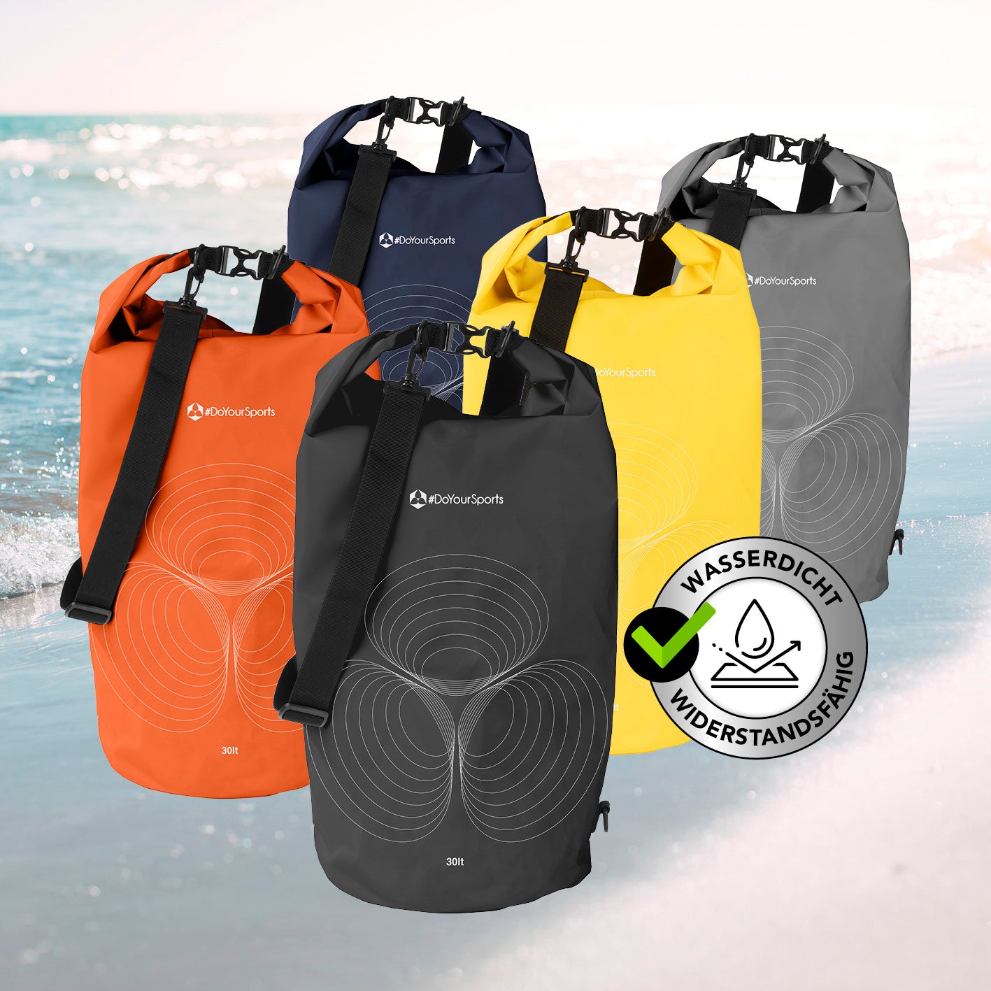 Dry Bag 30L - Schwarz wasserdichter, robuster Outdoor-Rucksack mit verstellbarem Schultergurt und Rolltop-Verschluss für Abenteuer.