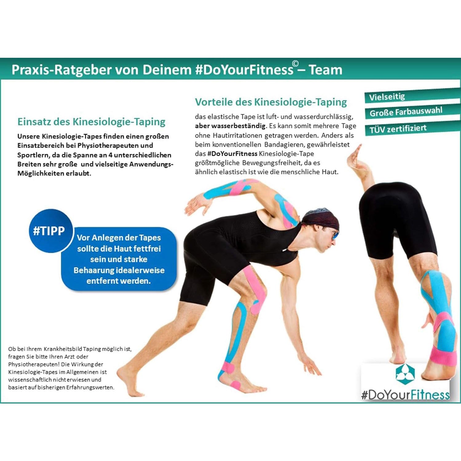 Kinesiologisches Tape - 2,5 cm x 5 m - Rot von #DoYourFitness, elastisch, hautfreundlich, atmungsaktiv und wasserbeständig für vielseitiges Taping.