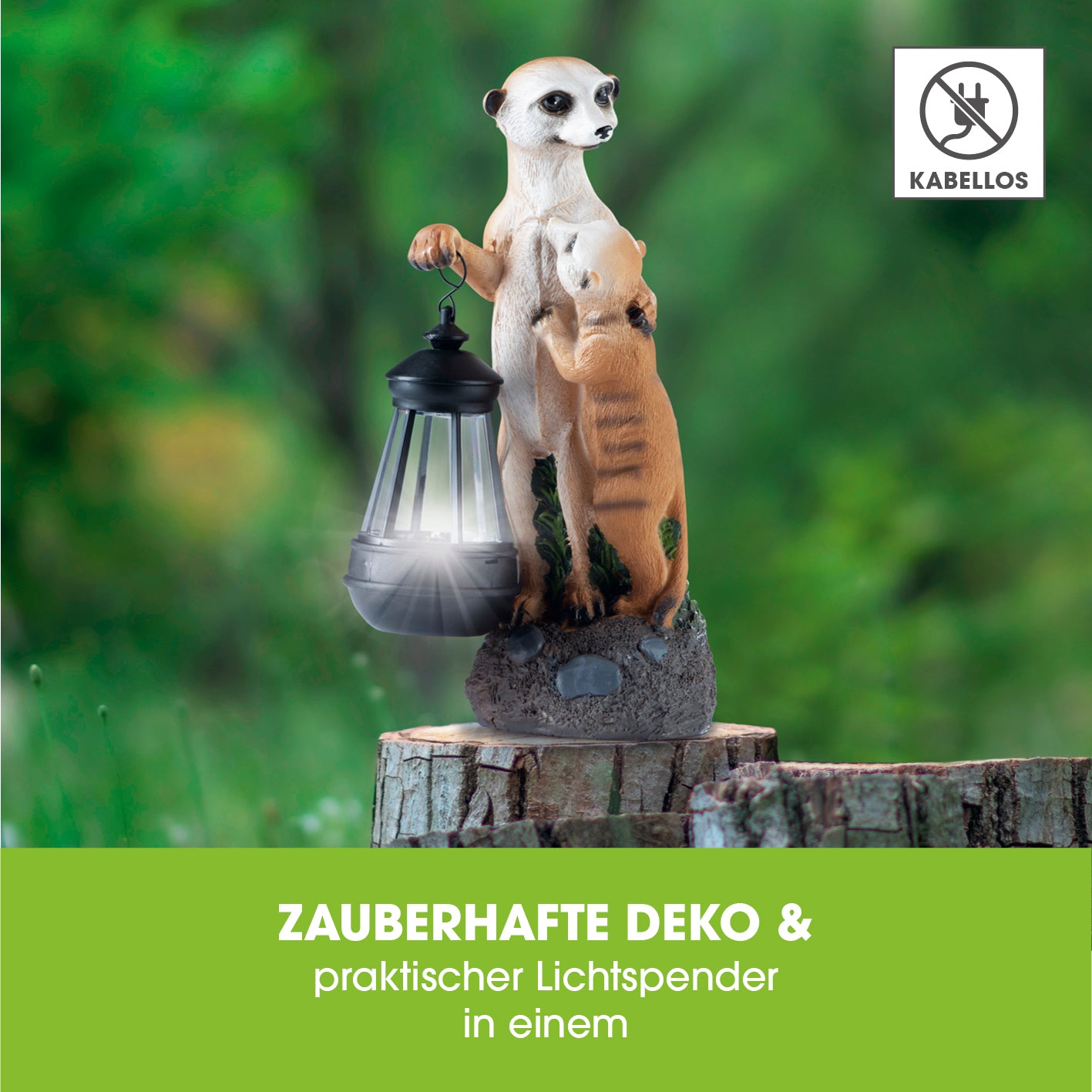 Solar-Erdmännchen-Familie handbemalte Solarleuchte mit Tageslichtsensor, kabellos, bis zu 8 Stunden Leuchtdauer, dekorativ und praktisch.