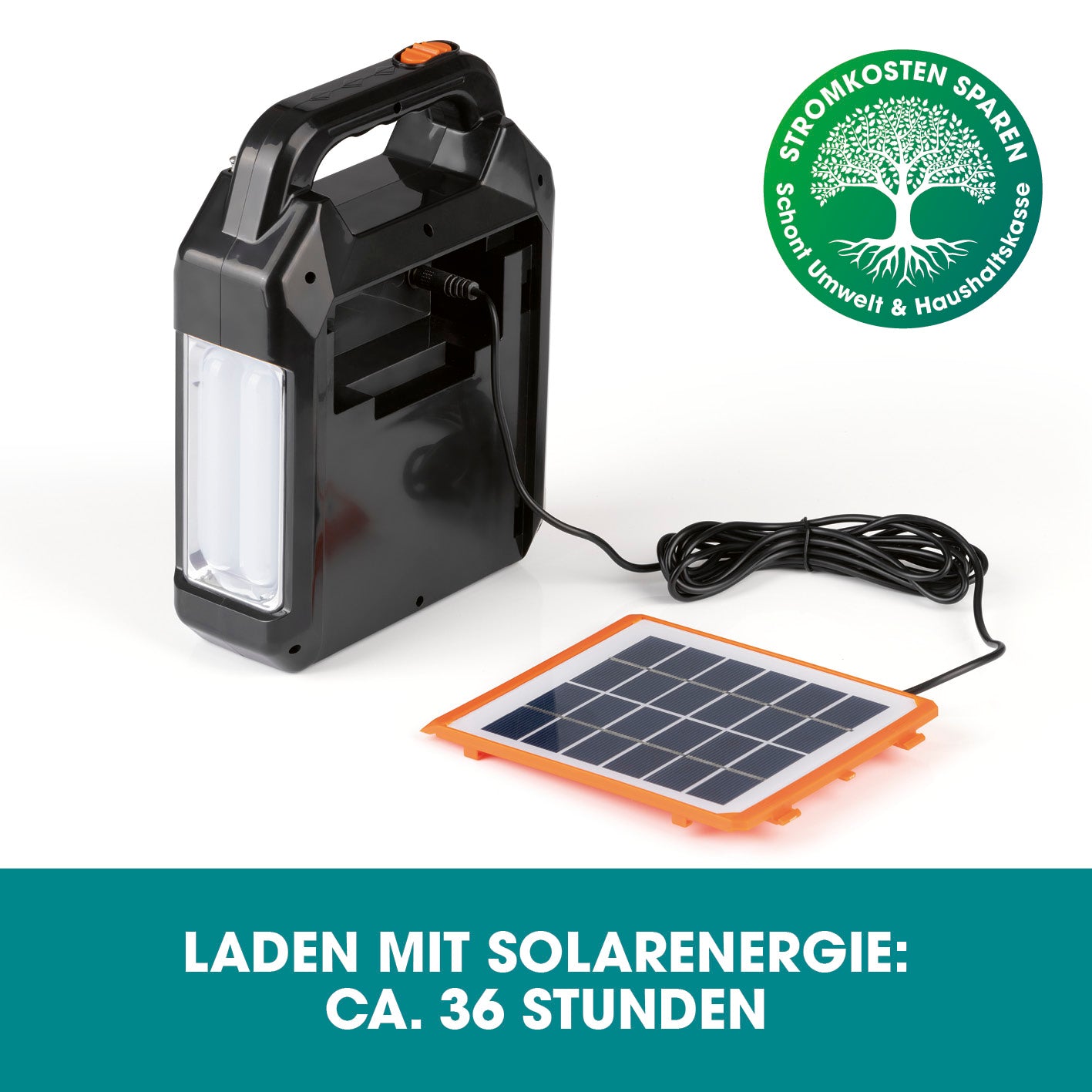 Solar-Generator Kit 10000mAh mit Solarpanel, LED-Leuchten, Taschenlampe und integriertem FM-Radio für mobiles Laden und Licht.