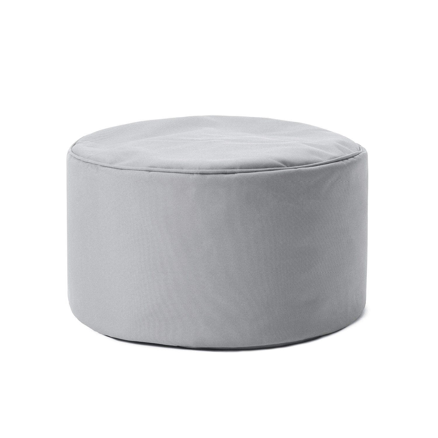 Sitzsack-Hocker/Pouf (50 L) in Silbergrau, modern und multifunktional, für indoor & outdoor, leicht und pflegeleicht.