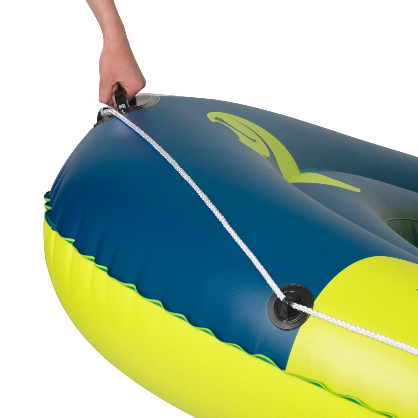 4-Sitzer Schlauchboot "YPP-4" in Blau-Gelb mit Tragegriff und Sicherheitsleine, ideal für bis zu 4 Personen.