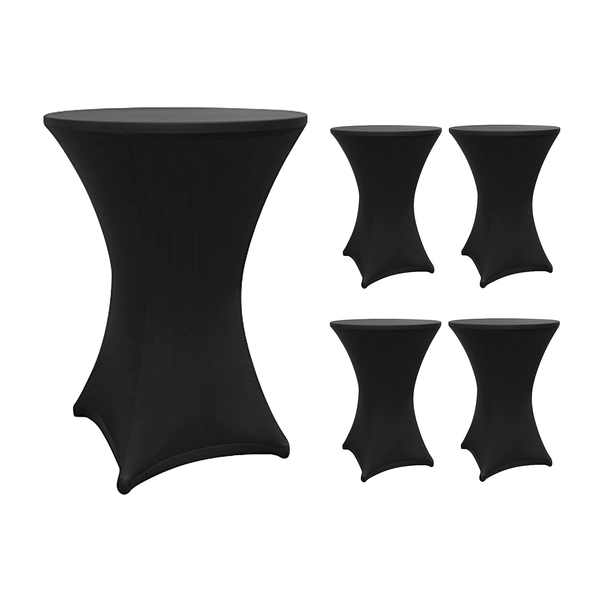 Stehtischhusse Tisch Bezug Ø 70-75 cm Schwarz 5er-Set elastisch, schmutzabweisend, waschbar, perfekte Passform für Stehtische.