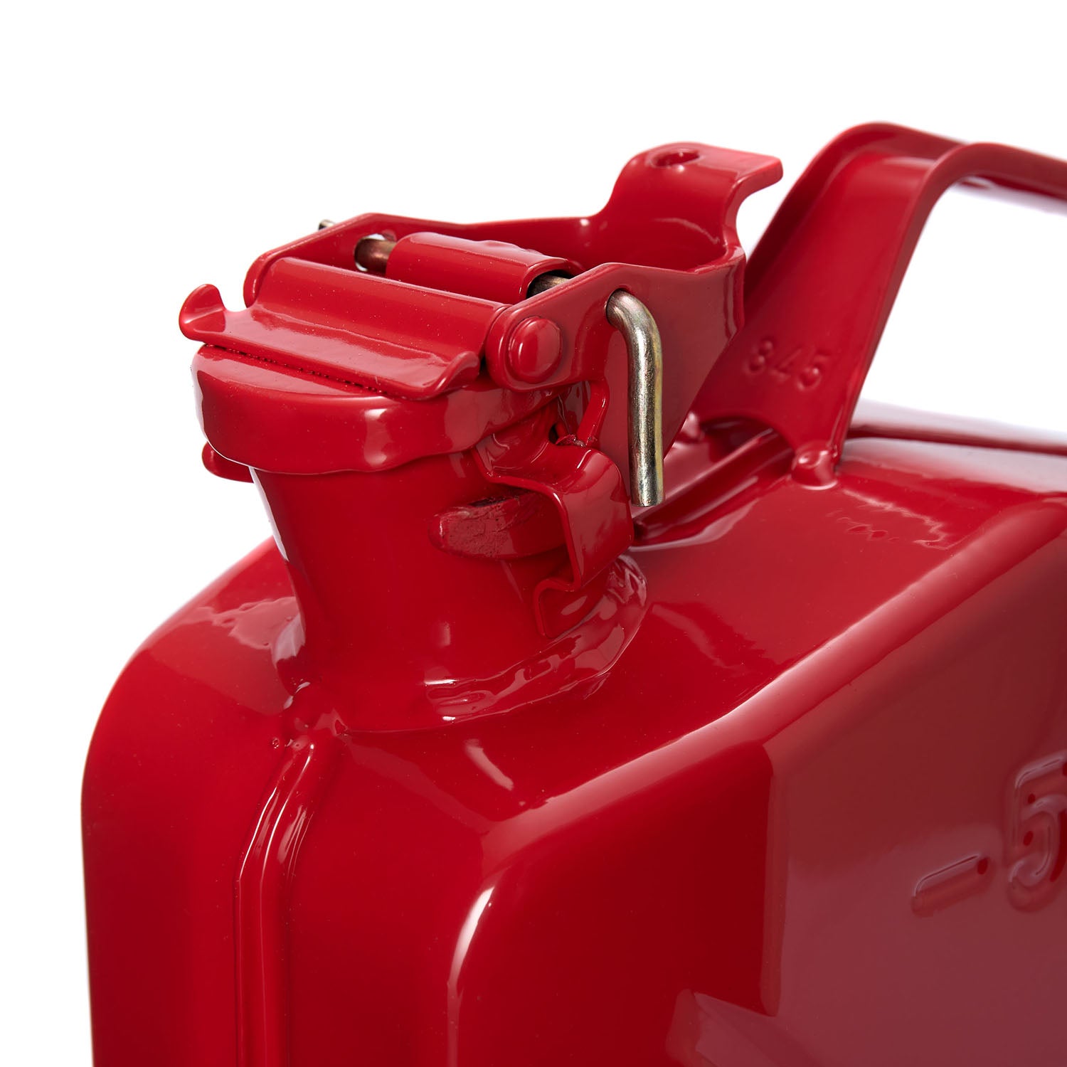 Metall Benzinkanister 5l - Rot mit UN-Zulassung, pulverbeschichtet für Korrosionsschutz, ideal zum Transport von Benzin oder Diesel.
