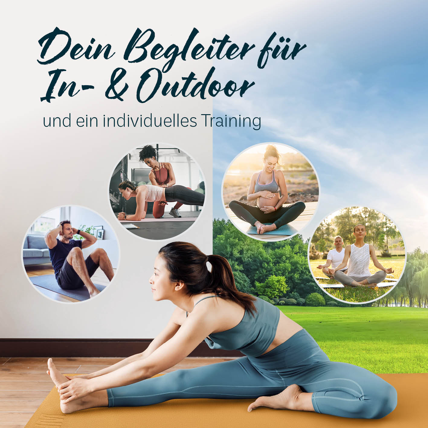 Yogamatte Kirana - 183 x 61 x 0,4 cm - Curry, weich, rutschfest und pflegeleicht für Pilates, Fitness und Outdoor-Training.