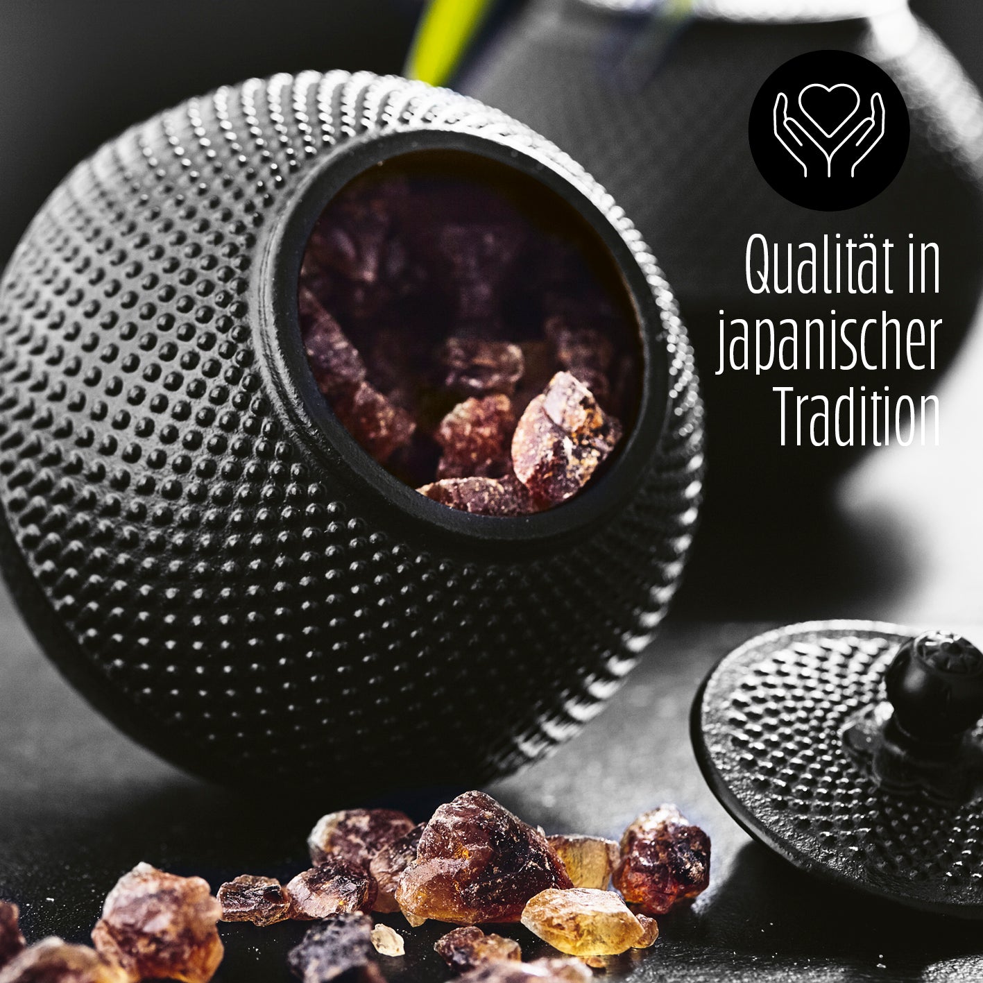 Teedose aus Gusseisen - Aufbewahrungsbox für Tee - 750 ml - Schwarz mit abnehmbarem Deckel und japanischer Tradition.
