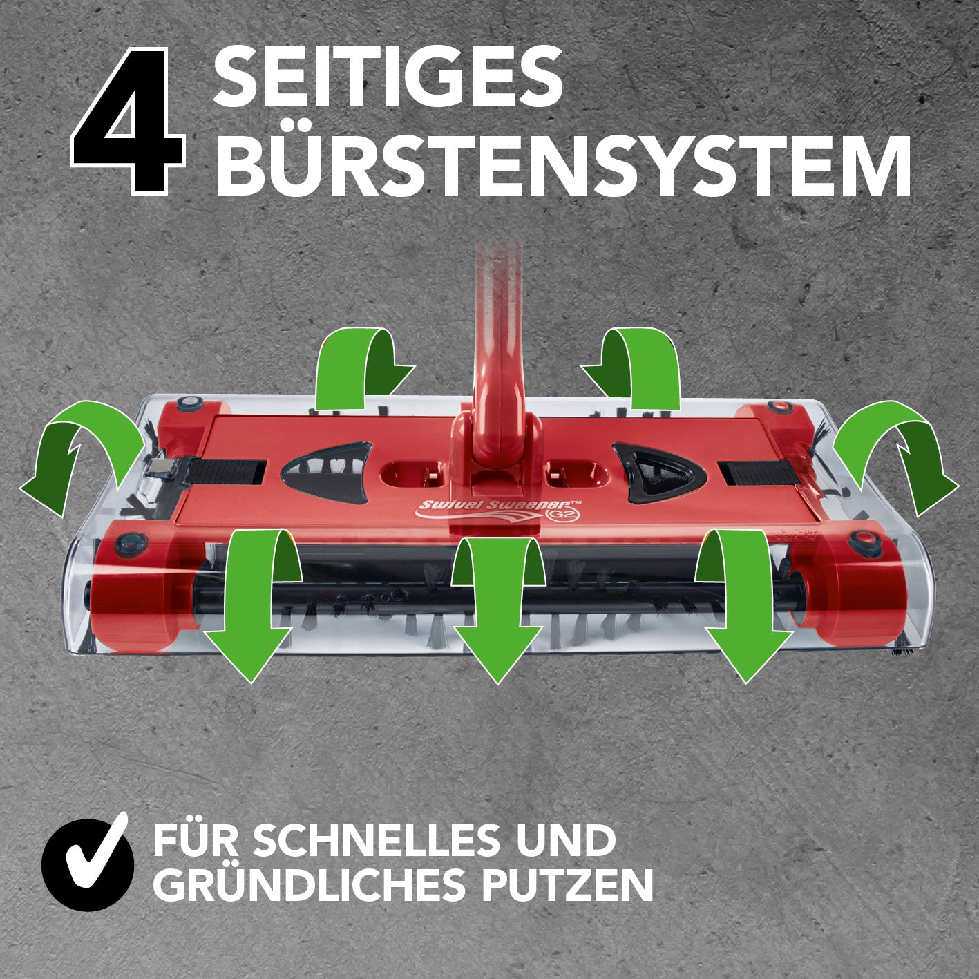 Swivel Sweeper G 2 Akkubesen kabellos - Rot mit 4 seitigem Bürstensystem für schnelles und gründliches Putzen ohne Kabel.