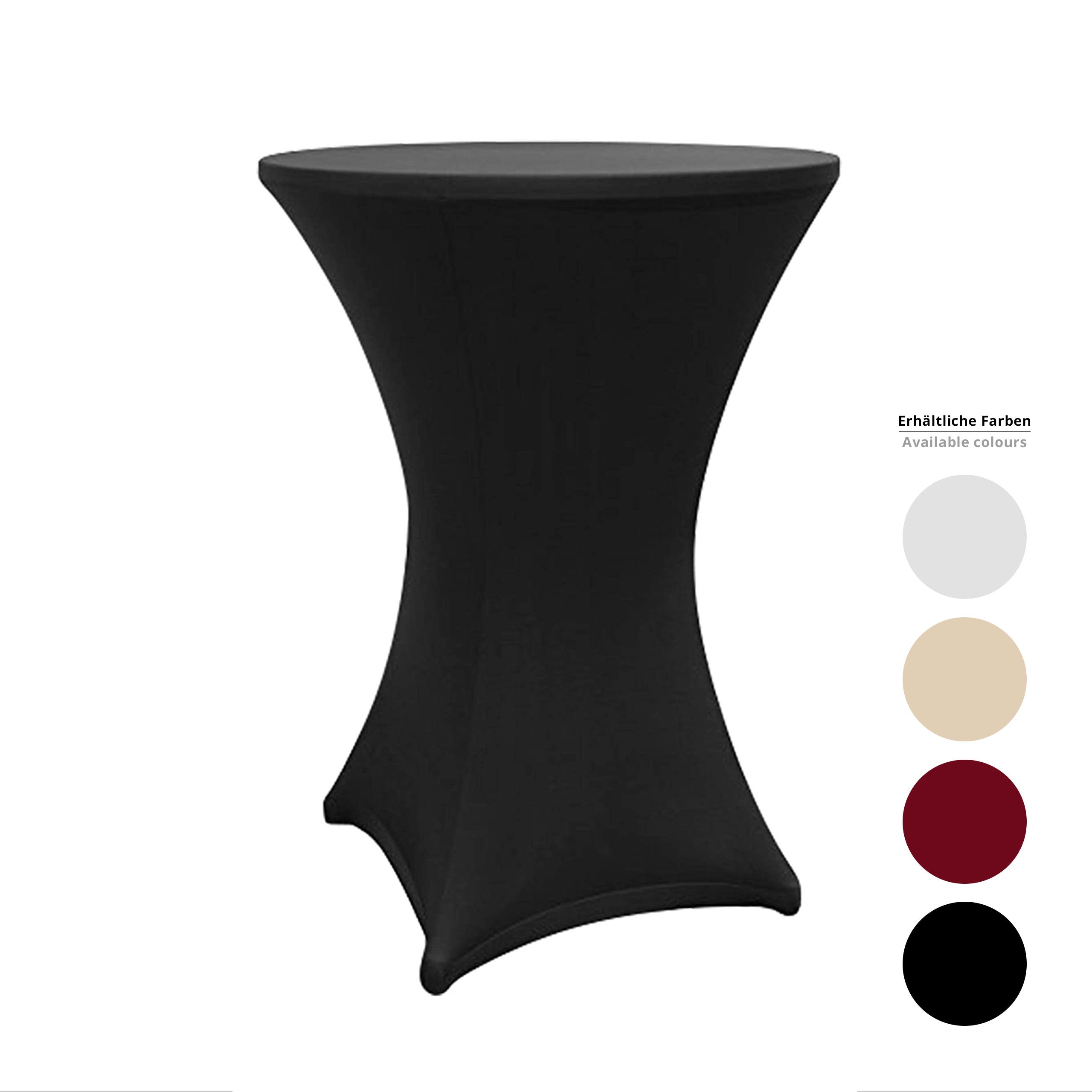 Stehtischhusse - Tisch Bezug - Husse - Ø 80-85 cm - Schwarz, passgenau, schmutzabweisend, waschbar, langlebig, für Steh- und Bistrotische.