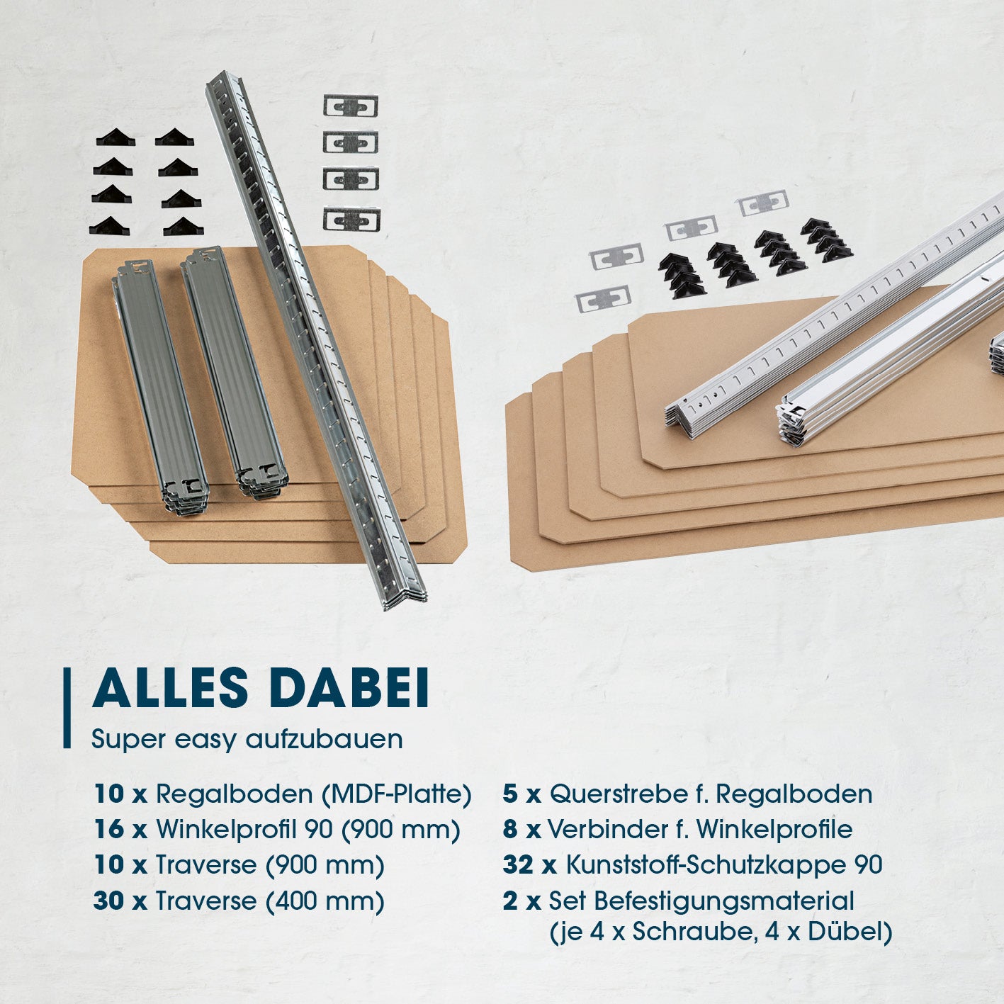 Schwerlastregal & Werkbank 2er-Set - 1750 kg Traglast, 175 kg pro Ebene - Montagematerial und MDF-Platten für einfachen Aufbau