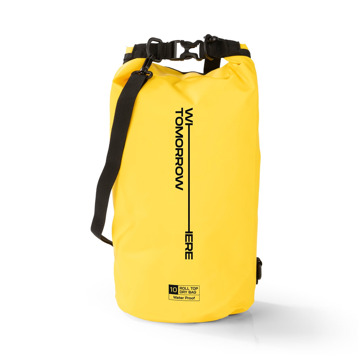 Dry Bag 10L - Style 02 - Gelb wasserdichter, robuster Outdoor-Rucksack mit verstellbarem Schultergurt und Rolltop-Verschluss.