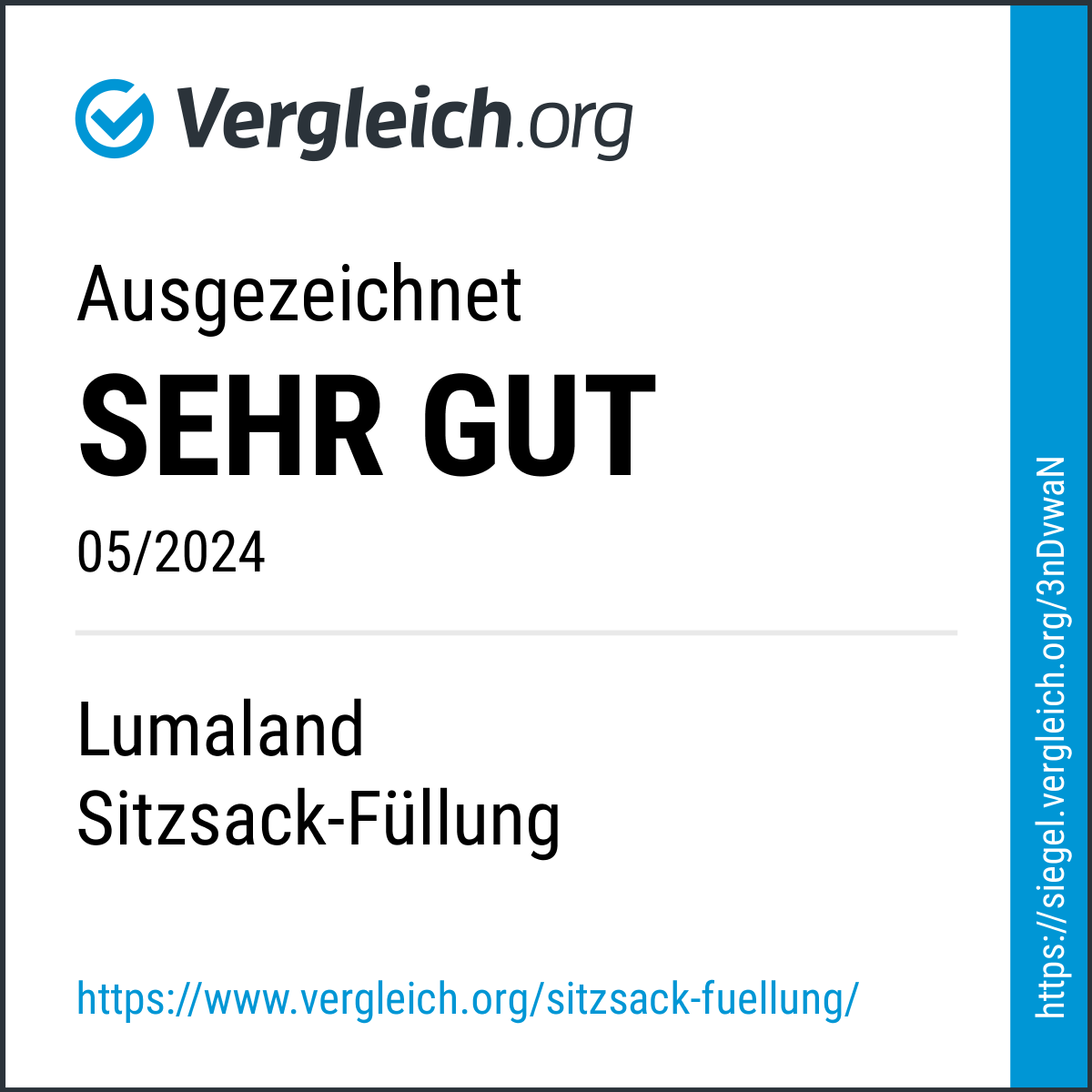 EPS Perlen (50 L) - Sitzsack Füllung von Lumaland, Nachfüllpack hochwertig, geruchsarm und schwer entflammbar, Made in Germany.