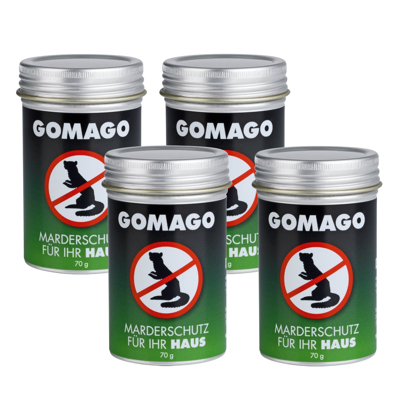 Mardervergrämung Haus - 4er-Set mit GOMAGO Marderschutz, schützt effektiv vor Marderschäden durch abschreckenden Duftstoff.