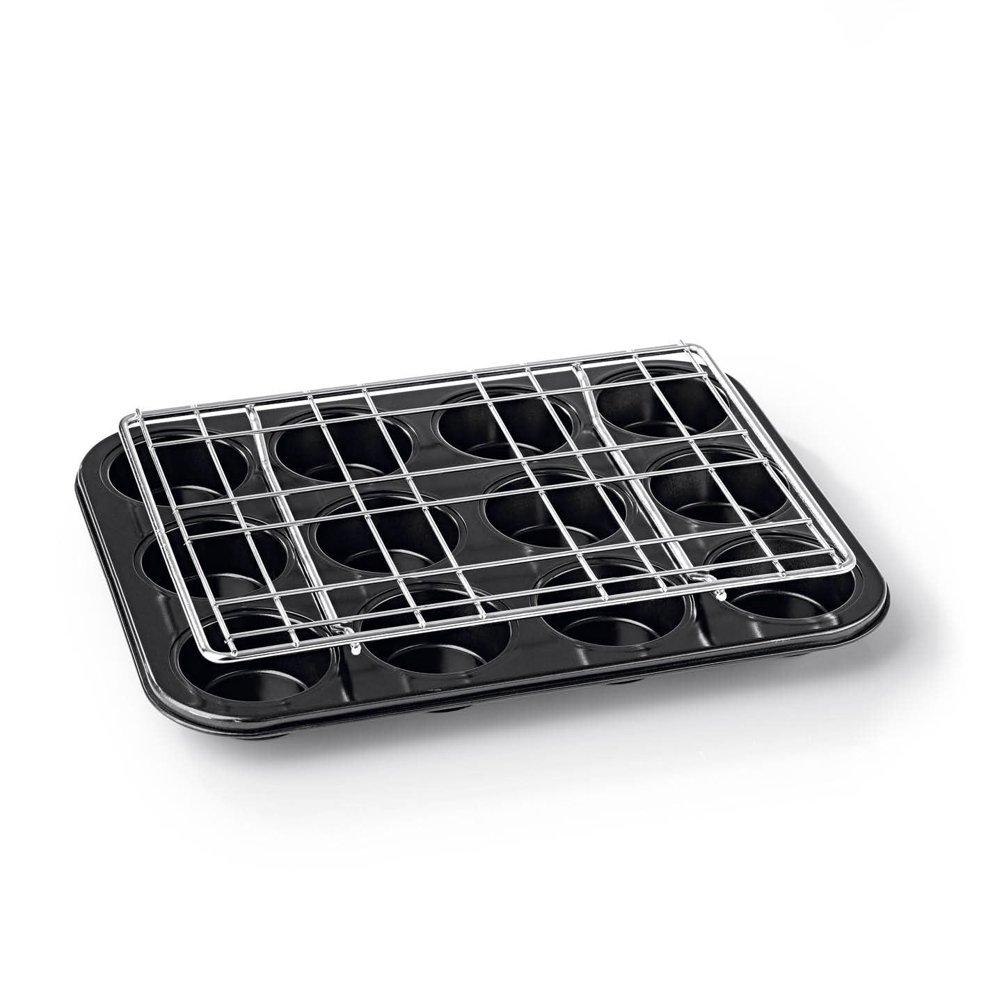 Backblech mit Zentrierhilfe für Muffins & Cupcakes zum stabilen Backen und optimalen Platzieren von CuCap Backförmchen.