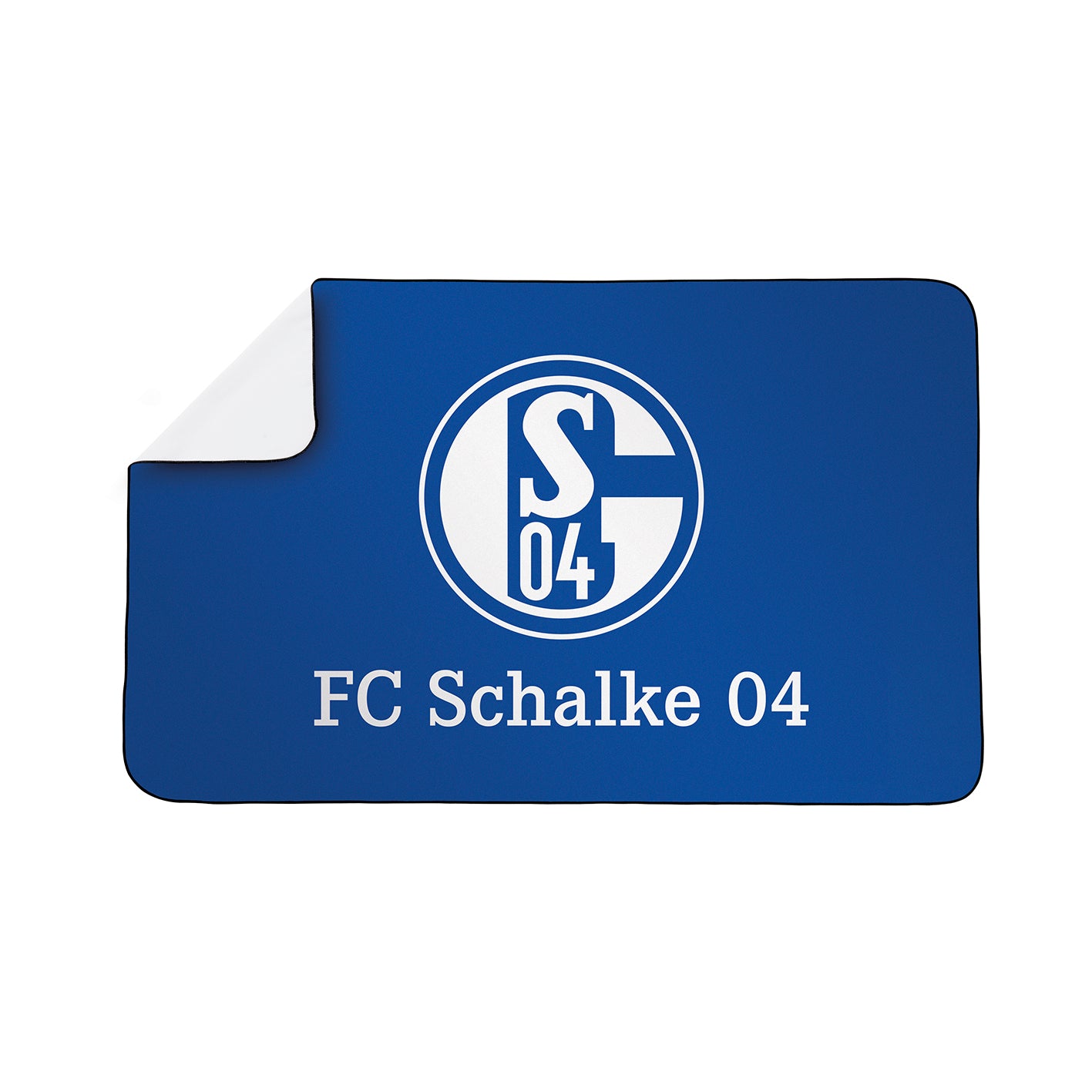 Sporthandtuch Deluxe - 80x130 cm - weiß/blau mit FC Schalke 04 Logo, saugfähig, schnelltrocknend, ideal für Sport und Reisen.