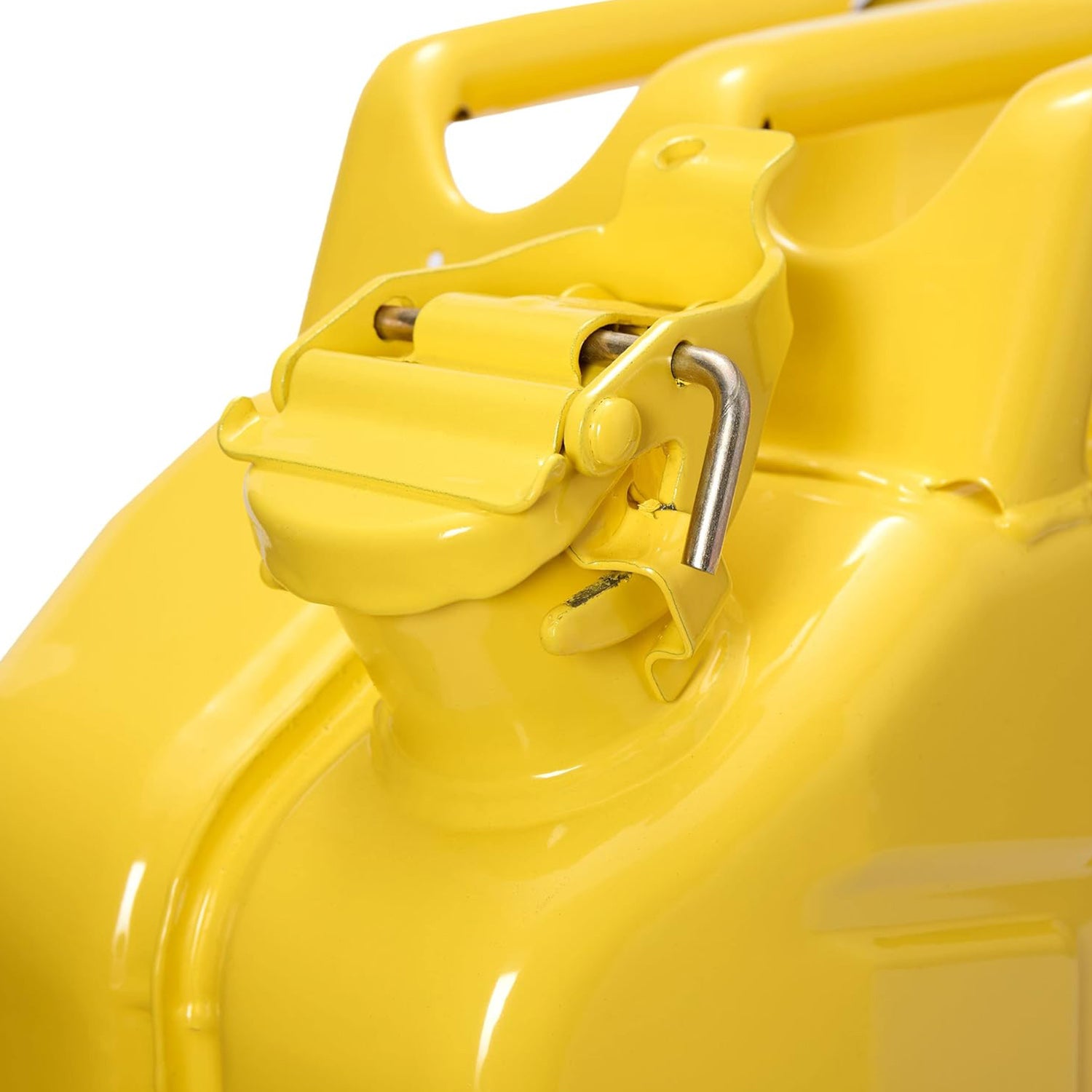 Kraftstoffkanister Metall - 10 Liter - gelb mit auslaufsicherem Bügelverschluss, pulverbeschichtet und UN-zertifiziert für Benzin und Diesel.