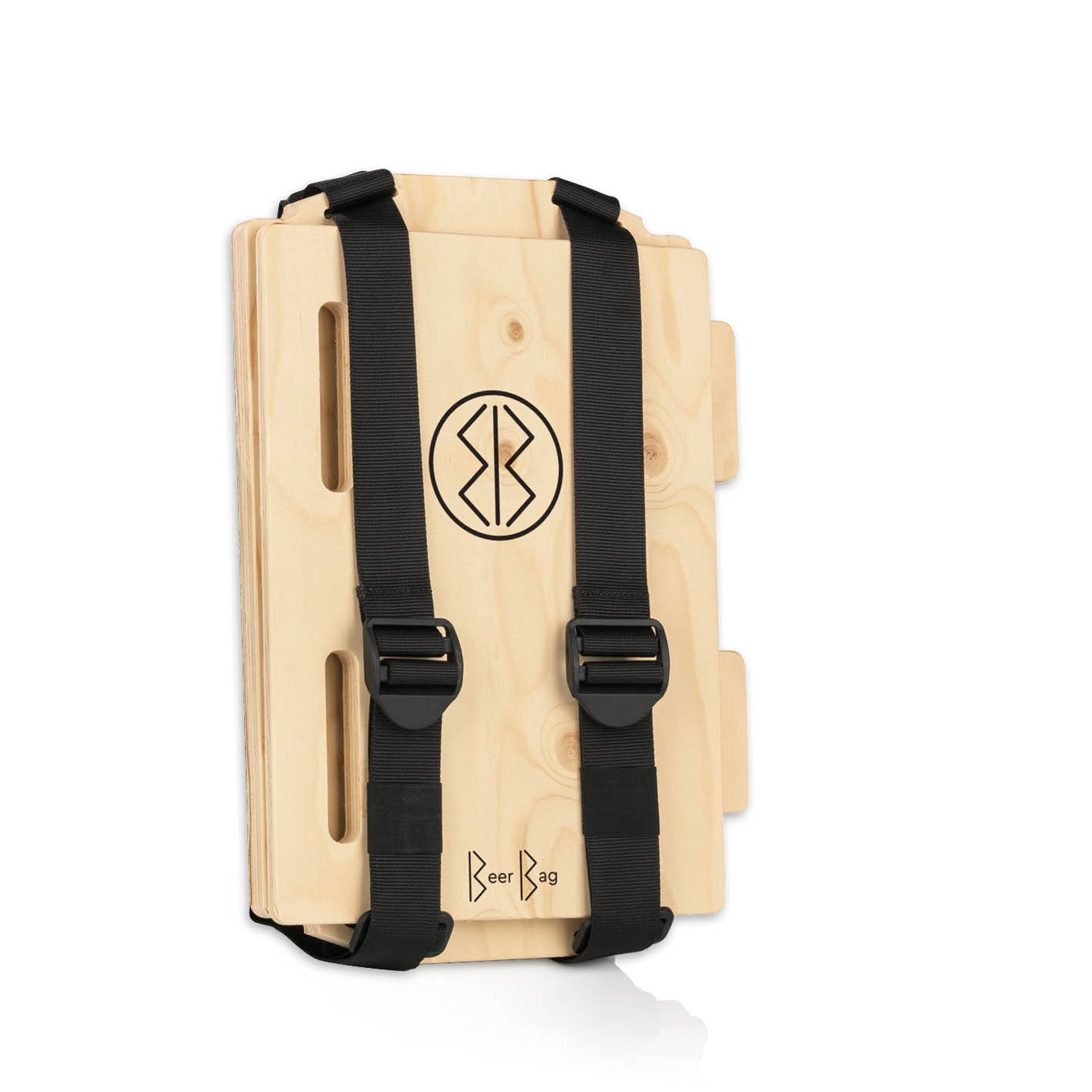 Das clevere Tragesystem für Bierkästen aus Holz mit verstellbaren Gurten für komfortablen Transport und flexible Nutzung.
