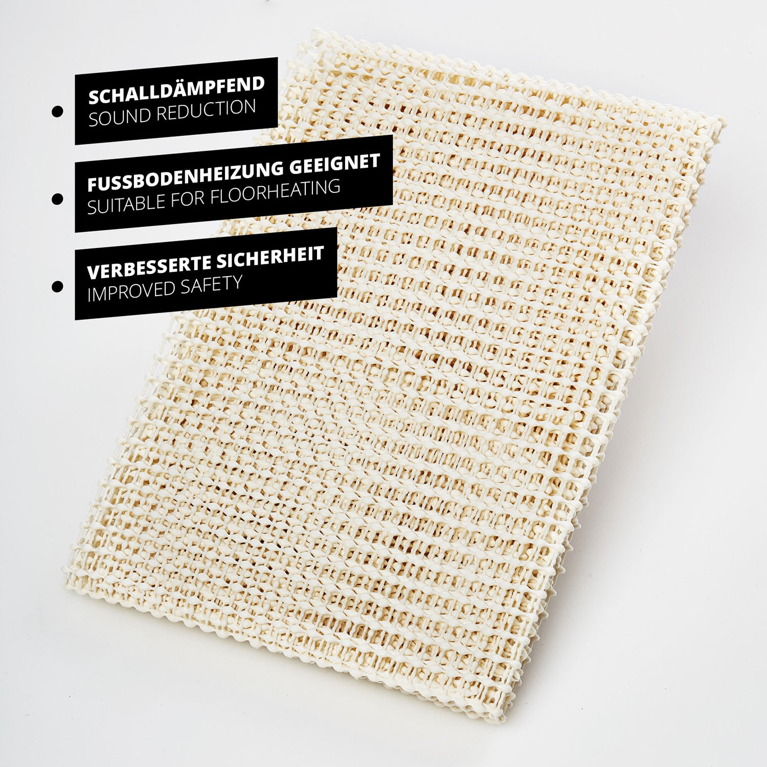 Teppichunterlage Antirutschmatte 120 x 180 cm - Zuschneidbar & Atmungsaktiv mit Schalldämmung, geeignet für Fußbodenheizung und verbesserte Sicherheit.
