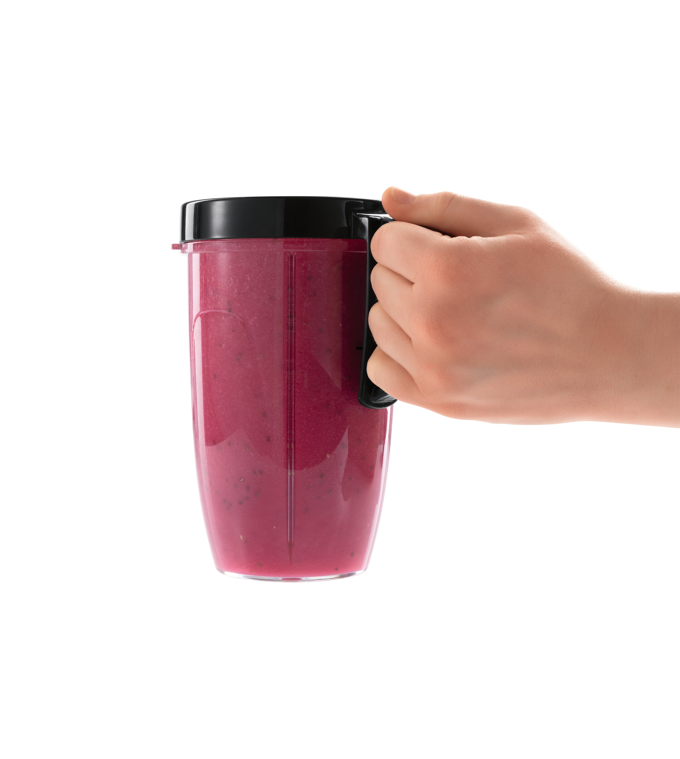 Zubehörset L für Nutrition Mixer Pro 1.000 - Schwarz mit Bechergriff und To-go-Deckel, hält Smoothies frisch und praktisch.