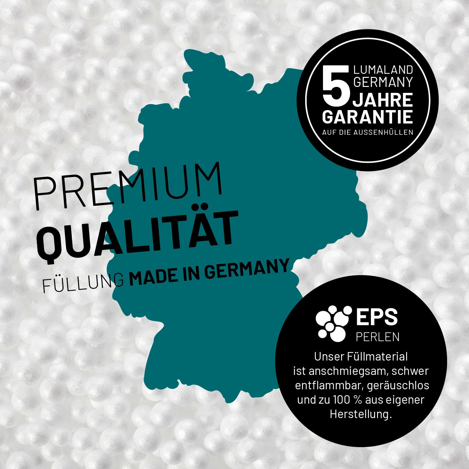 Luxury XL PLUS Sitzsack (220 L) Grün mit hochwertiger EPS-Füllung Made in Germany, atmungsaktiv und formstabil.