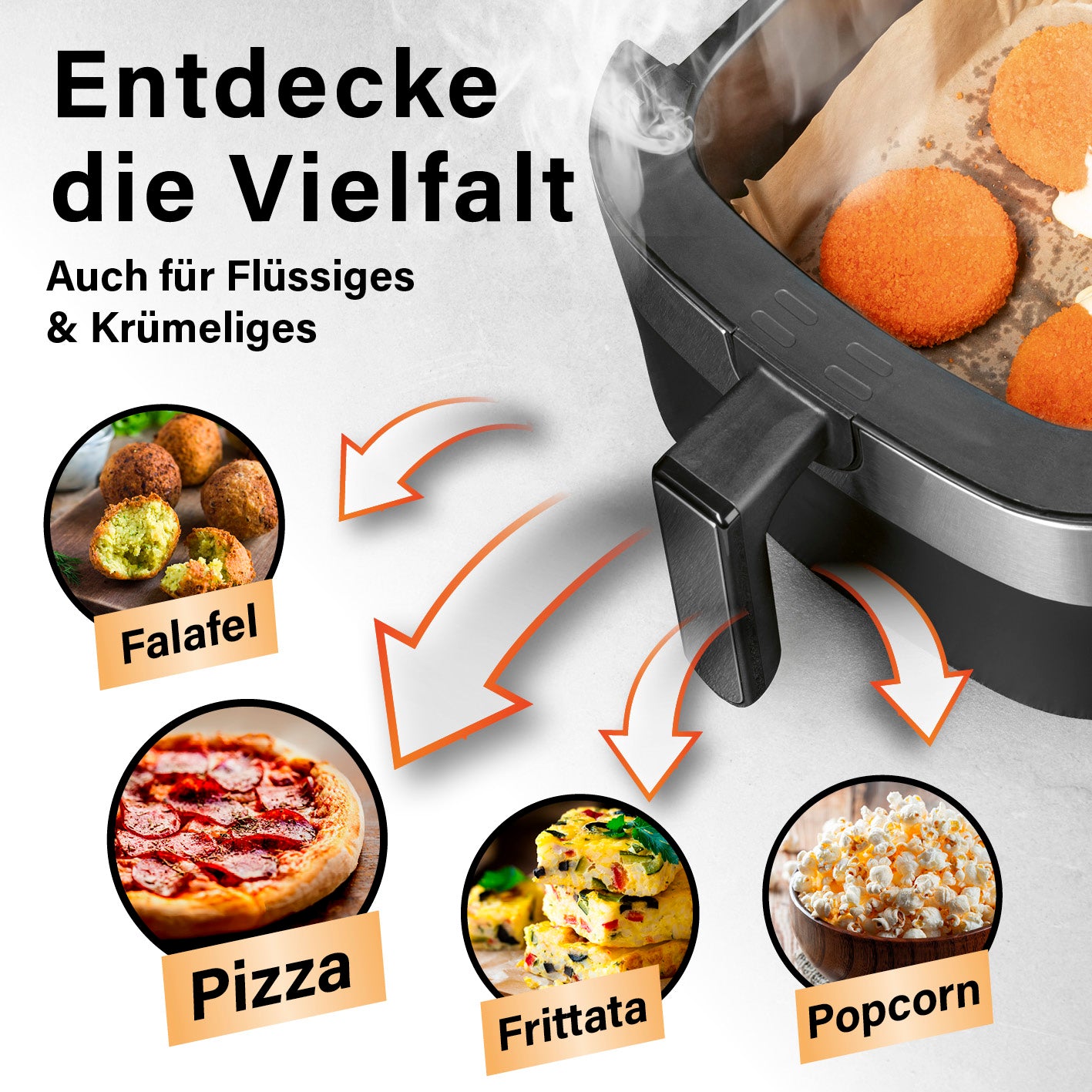 Backpapierschalen für Doppelkorb-Heißluftfritteusen 3–5 l, 100 Stück schützen vor Fett und kleben nicht bei Falafel, Pizza, Frittata und Popcorn.