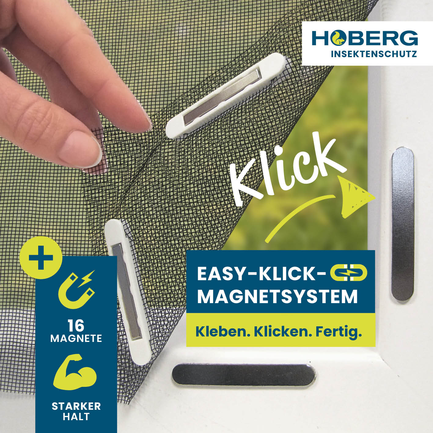 Insektenschutzgitter mit Magnetbefestigung – Fenster – 16 Magnete für einfache Montage und starken Halt ohne Bohren oder Schrauben.