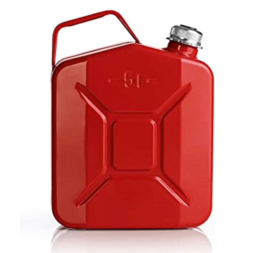 Kraftstoffkanister Metall mit Schraubverschluss - 5 Liter - Rot, robuster 5L Benzinkanister aus Metall, UN-zugelassen, korrosionsgeschützt, sicher und dicht.