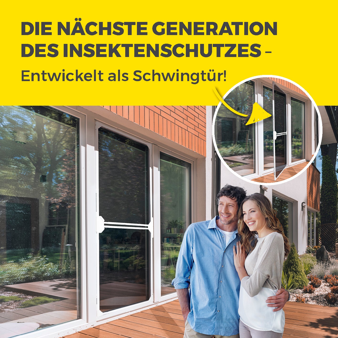 Teleskop-Insektenschutzgitter Schwingtür - Weiß, selbstklebend, leicht montierbar, schützt vor Insekten bei Balkon- und Terrassentüren.
