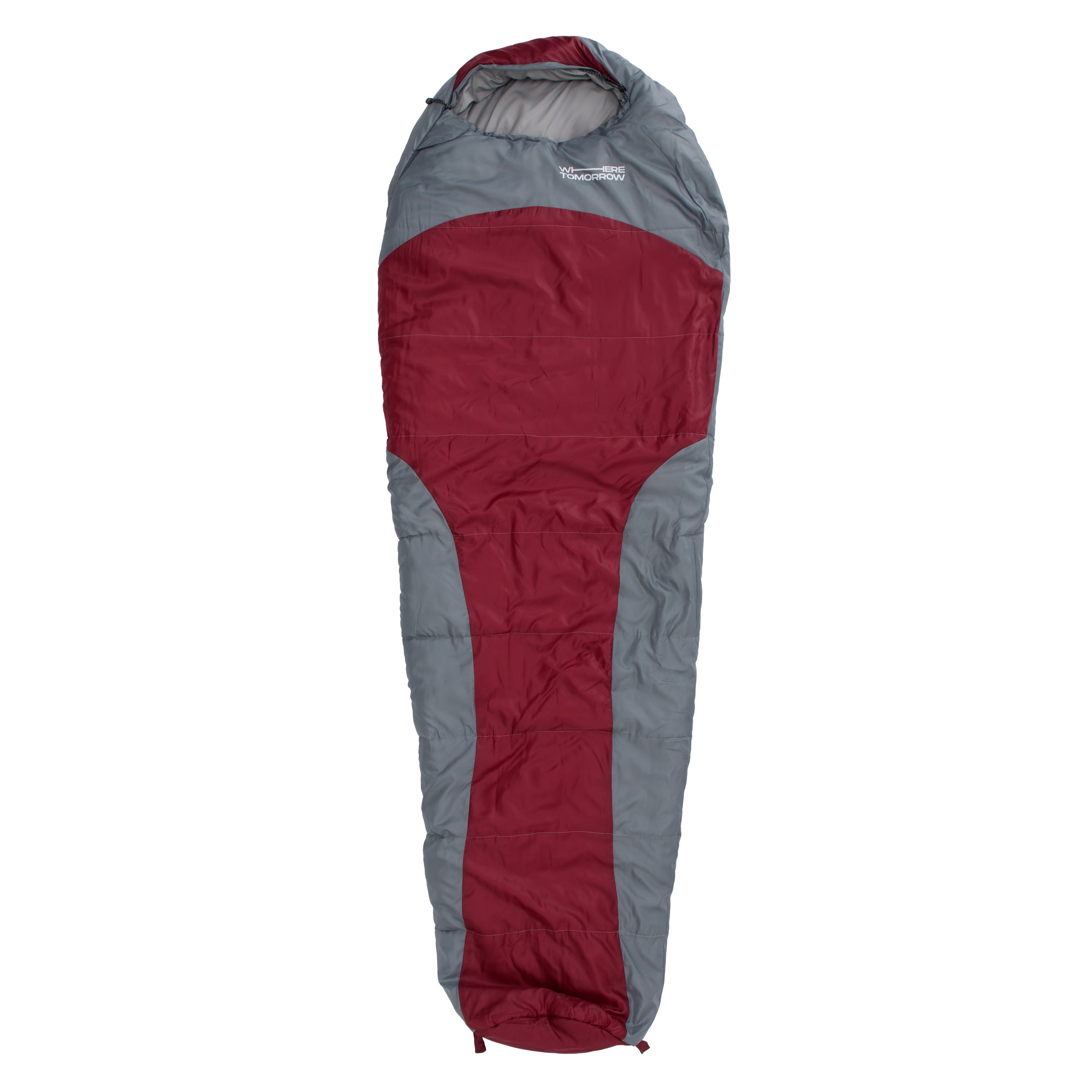 Camping Schlafsack Classic - Mumienschlafsack mit wasserabweisendem Außenmaterial und Konturkapuze, in Weinrot, 230 x 80 x 55 cm.