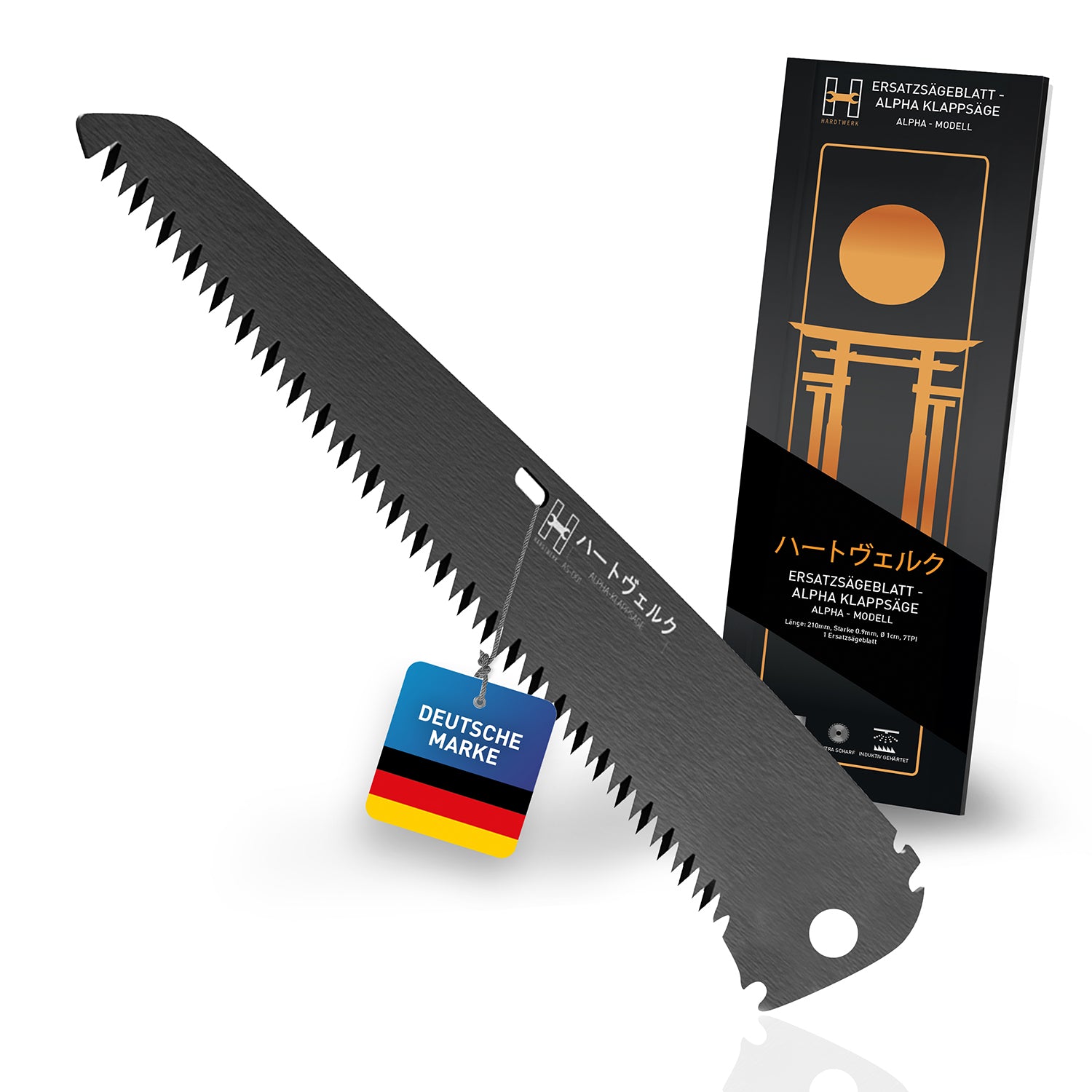 Ersatzsägeblatt für Japansäge ALPHA - 210 mm aus SK5-Karbonstahl mit 3D-Verzahnung, deutsche Marke, präzise für ALPHA Klappsäge.