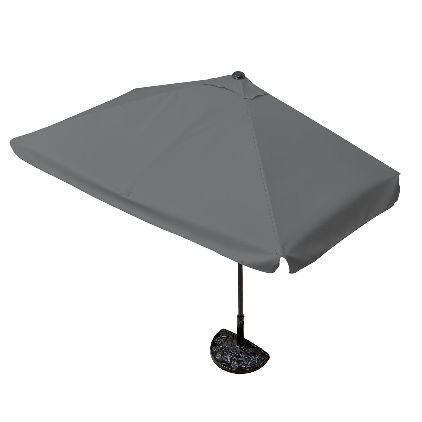 Sonnenschirm mit UV-Schutz mit Sonnenschirmfuß - rechteckig 230 x 140 cm - grau, ideal für Balkone mit Handkurbel und Gussfuß.
