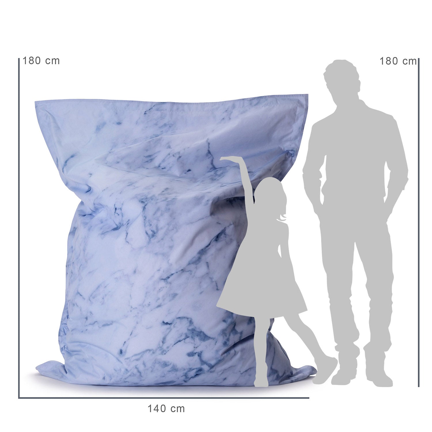 Sitzsack Classic XXL (380 L) im Special Edition Marmor Design, 140x180 cm, indoor & outdoor, wasserfester, großer Riesensitzsack von Lumaland.