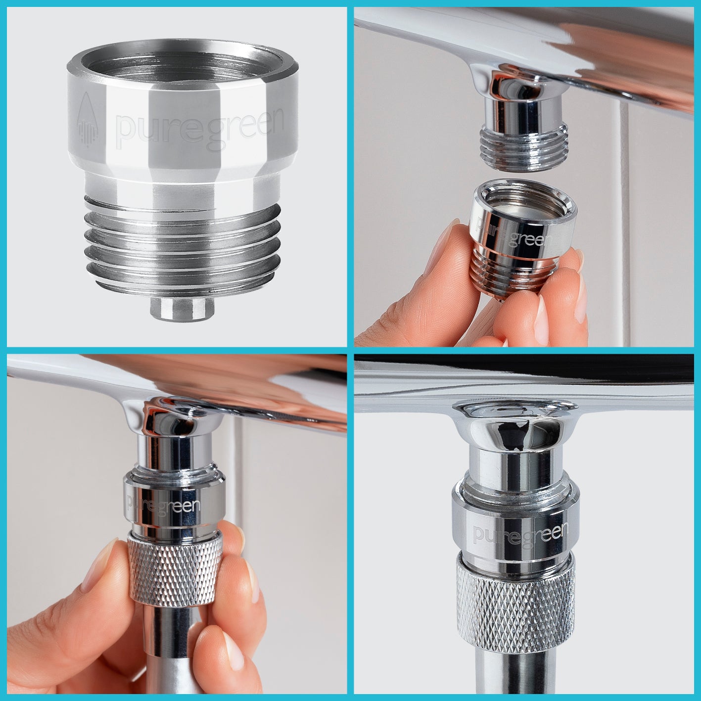 Wassersparer für die Dusche - Spart bis zu 50 % Wasser - chromfarben - 2er-Set, einfache Montage an Duscharmatur und Schlauch