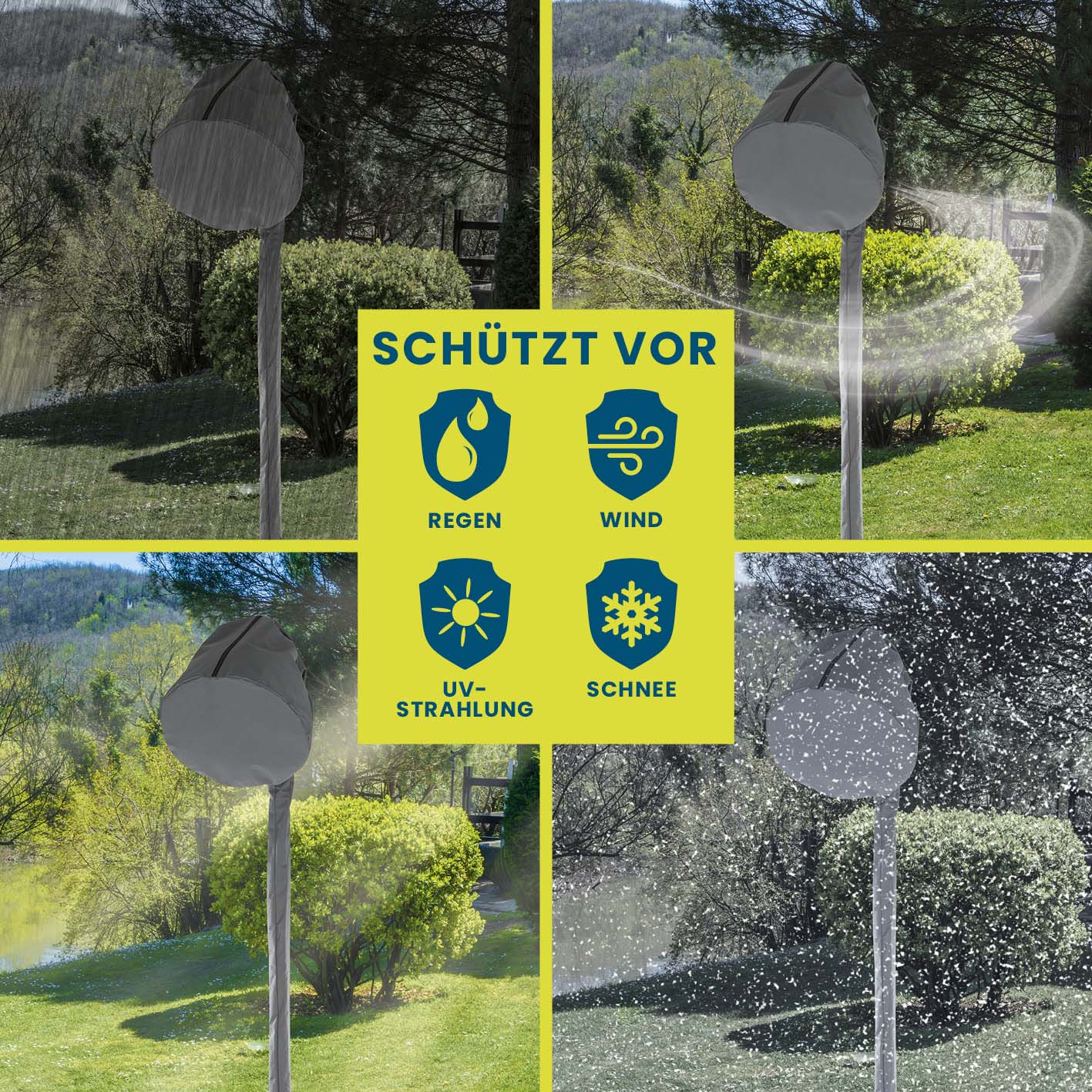 Heizstrahler-Schutzhülle von Hoberg schützt den Heizstrahler zuverlässig vor Regen, Wind, UV-Strahlung und Schnee, wasserfest und robust.