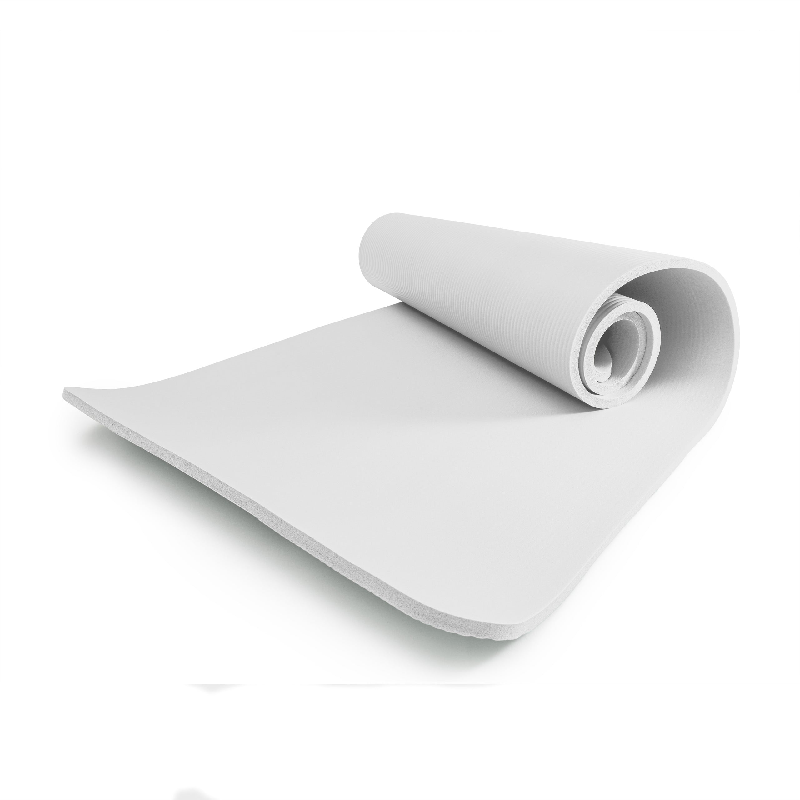 Fitness- & Gymnastikmatte - 183 x 61 x 1,2 cm - Weiß, rutschfest, robust und platzsparend für Yoga und Gymnastik.