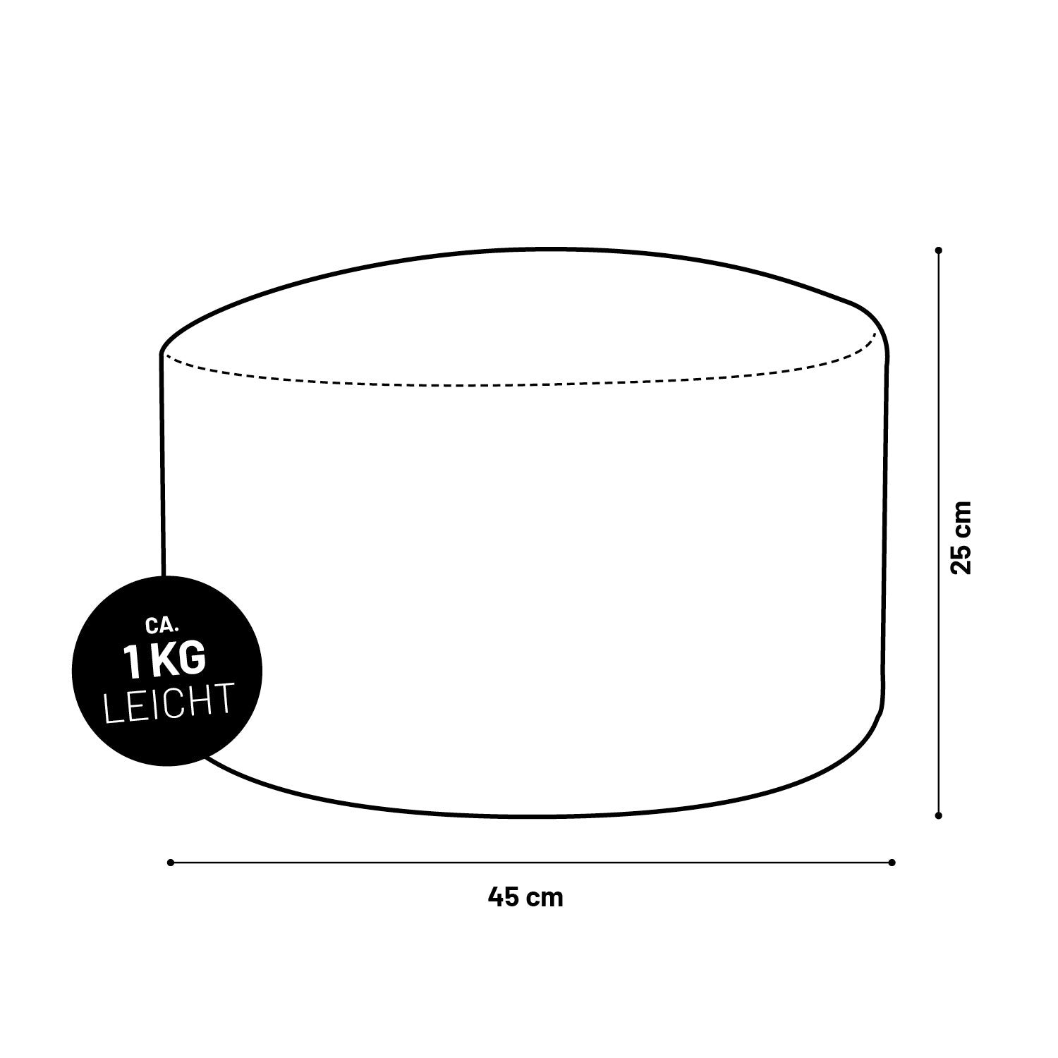 Sitzsack-Hocker/Pouf (50 L) - Türkis, leichter 1-kg Pouf, vielseitig für indoor & outdoor, Maße 45x25 cm, pflegeleicht und langlebig.