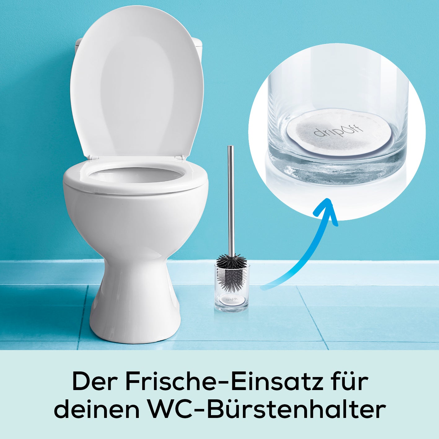 Anti-Nässe-Pad - Einsatz für WC-Bürstenhalter, saugt Tropfwasser auf und verhindert Pfützenbildung, bis zu 7 Tage Frische und Sauberkeit.