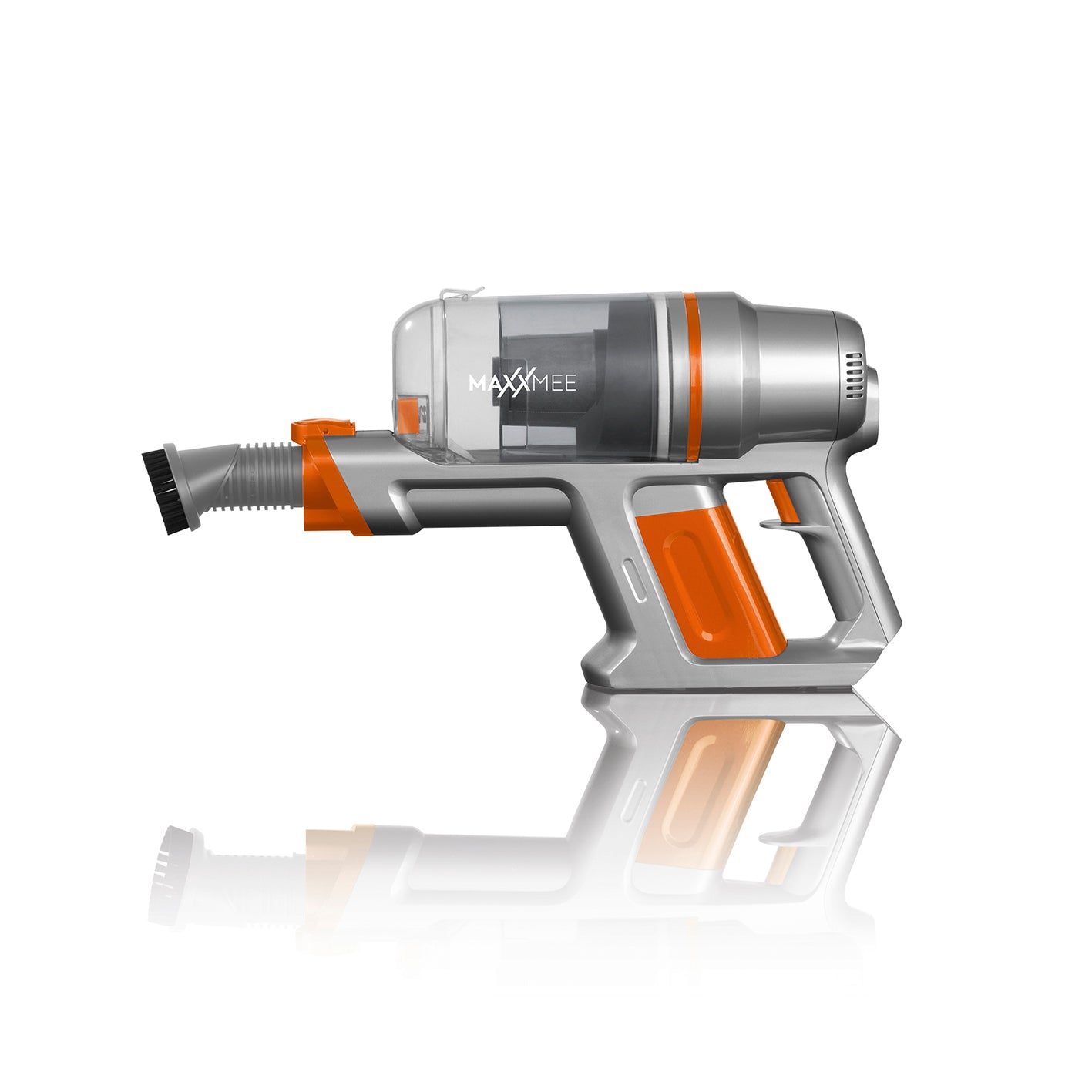 Akku-Zyklon-Staubsauger Pet Star - orange/silber kabelloser Handstaubsauger mit rotierender Bodendüse und 600 ml Schmutzbehälter.