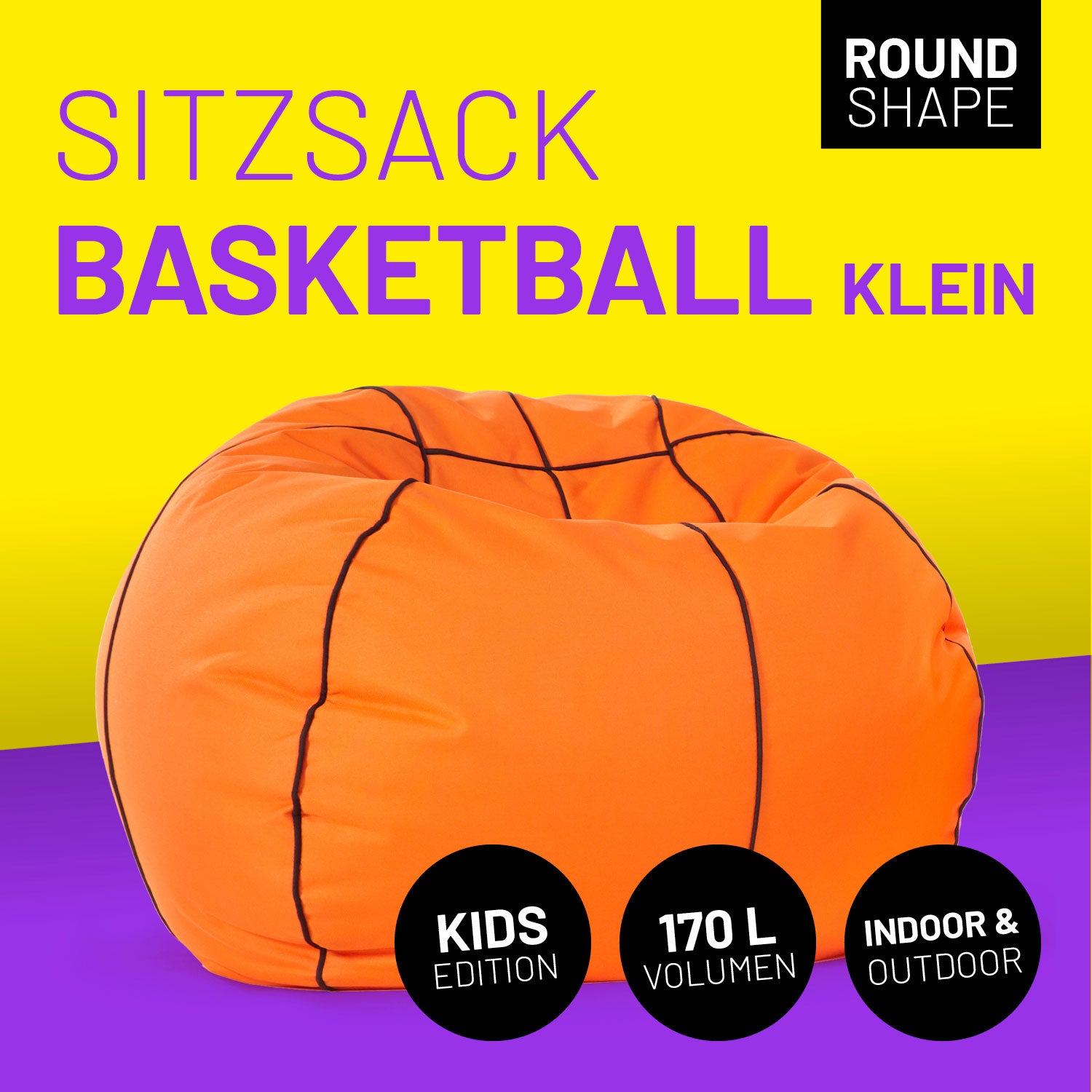 Luxury Basketball Sitzsack (170 L) – stylischer, bequemer Sitzsack im Basketball-Design, geeignet für indoor und outdoor Nutzung.
