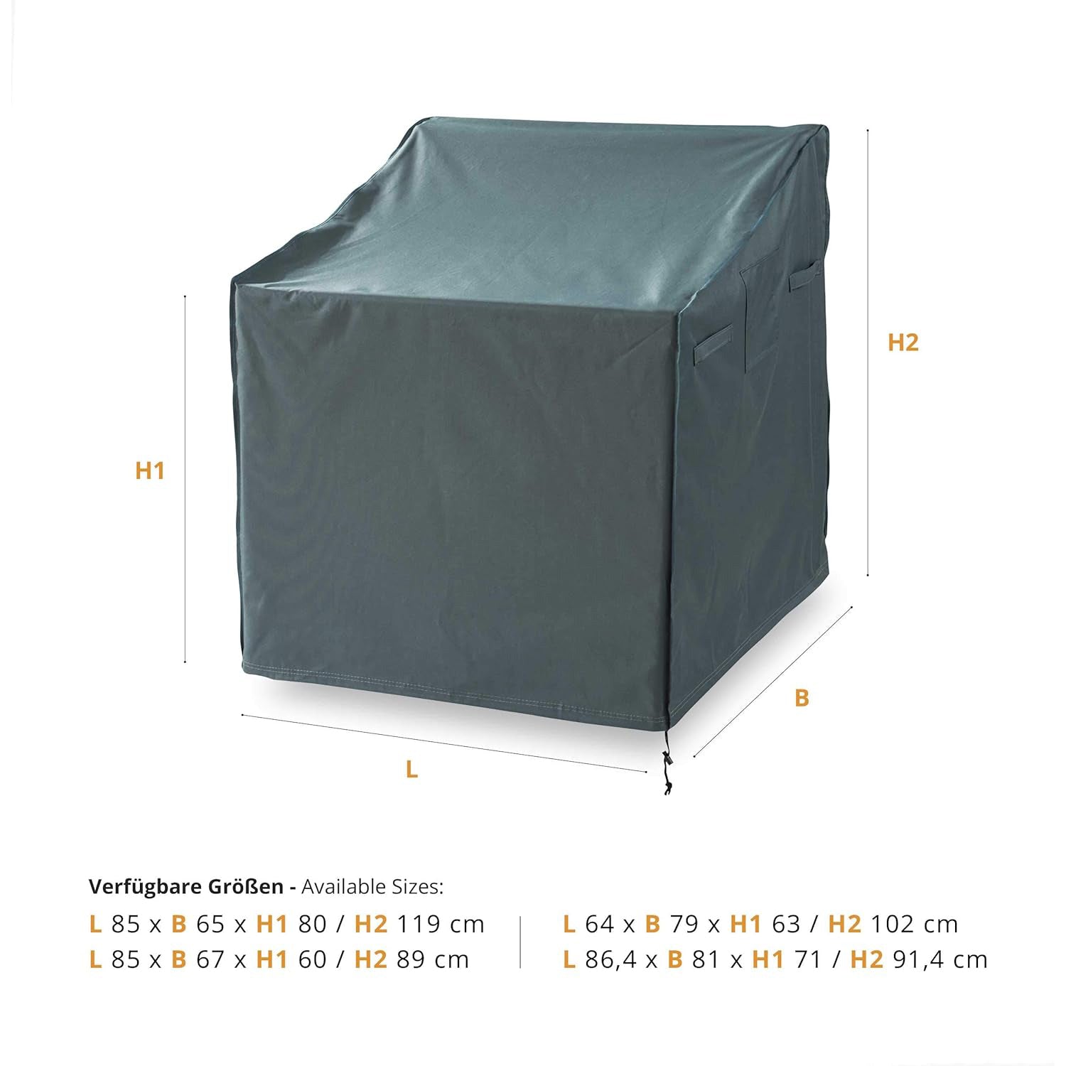 Abdeckung für Patio Stühle - 84,9 x 66,8 x 88,9 cm, wasserdichte, grün/graue Schutzhülle aus reißfestem 600D Oxford Gewebe.
