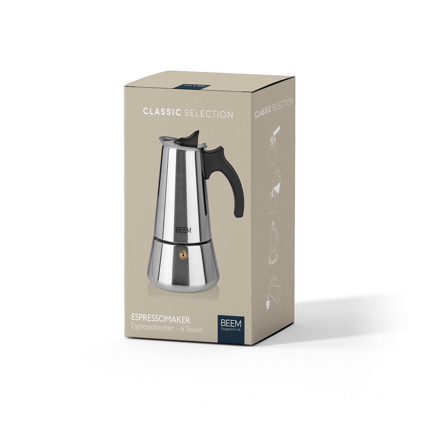 ESPRESSOMAKER - Espressokocher - 6 Tassen aus Edelstahl, geeignet für Induktion, Gas und Elektroherd, aromatischer Espresso für 4-6 Tassen.
