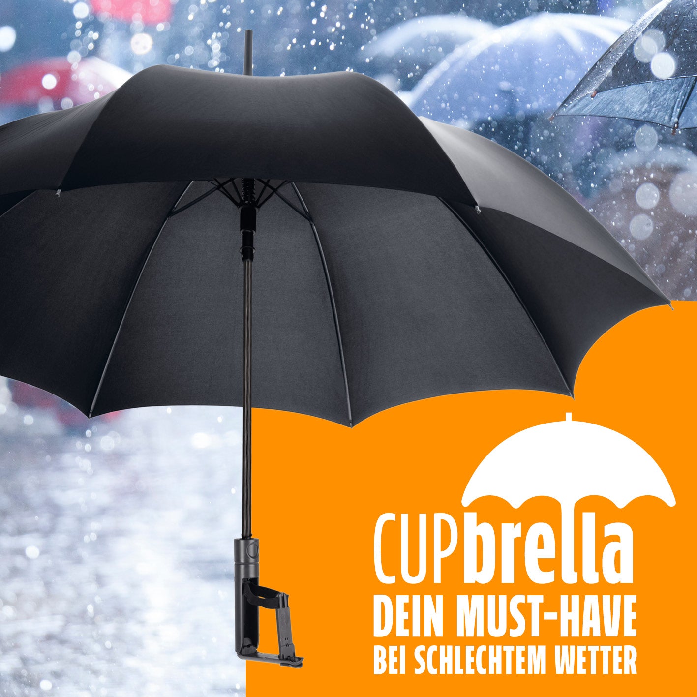 Regenschirm mit Getränkehalter - 2er-Set mit sturmfestem Rahmen, integriertem Halter und schnellem Trocknen für unisex Nutzung.